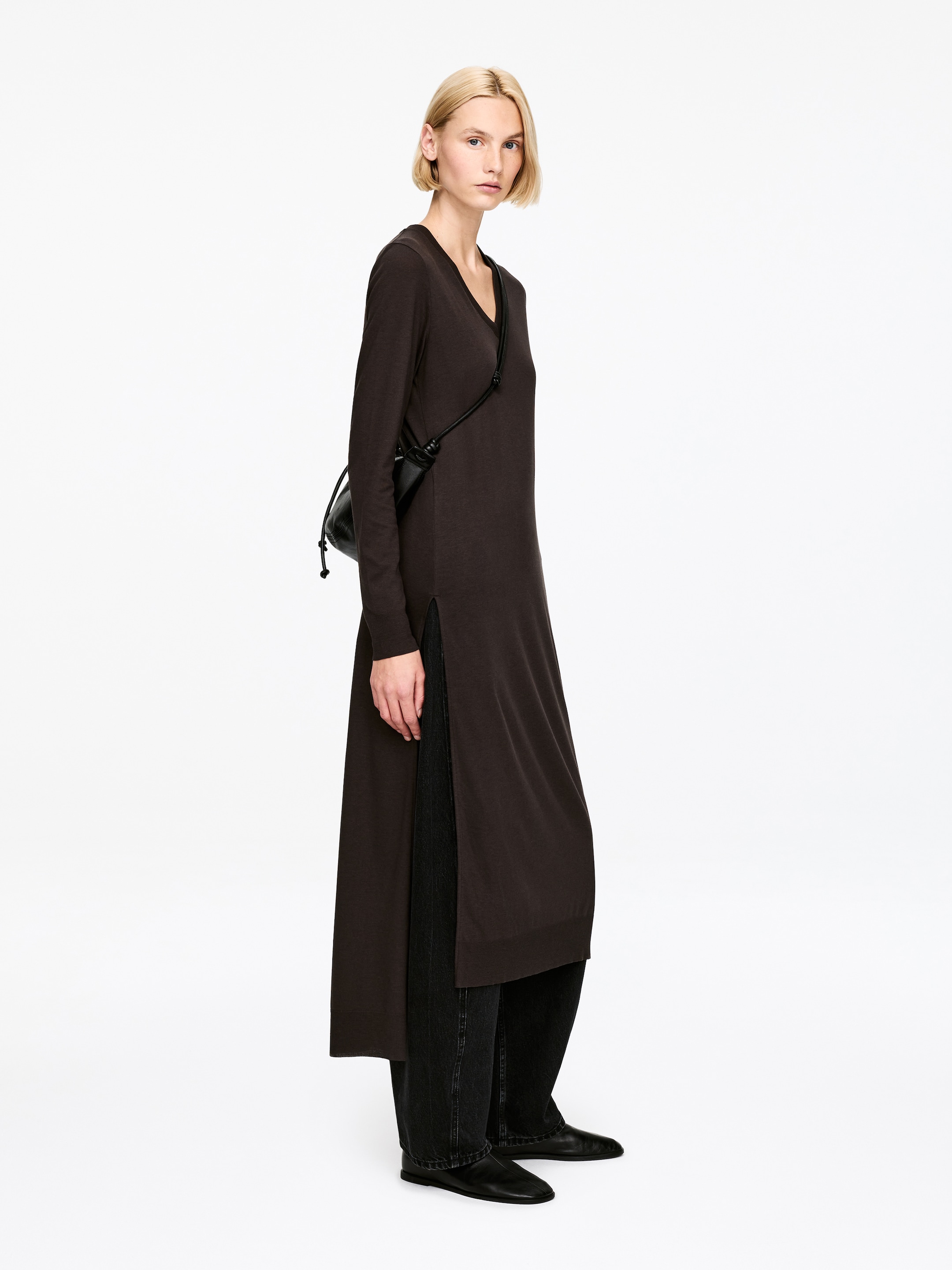 Tunique en lyocell et coton - Marron foncé - Regular fit - Femme - StillMedia/Lookbook - 4