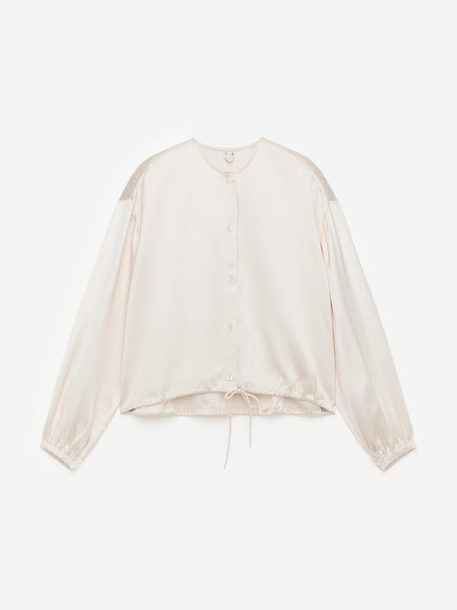 ARKET Women's  Volume-Sleeve Satin Blouse White,  size 36