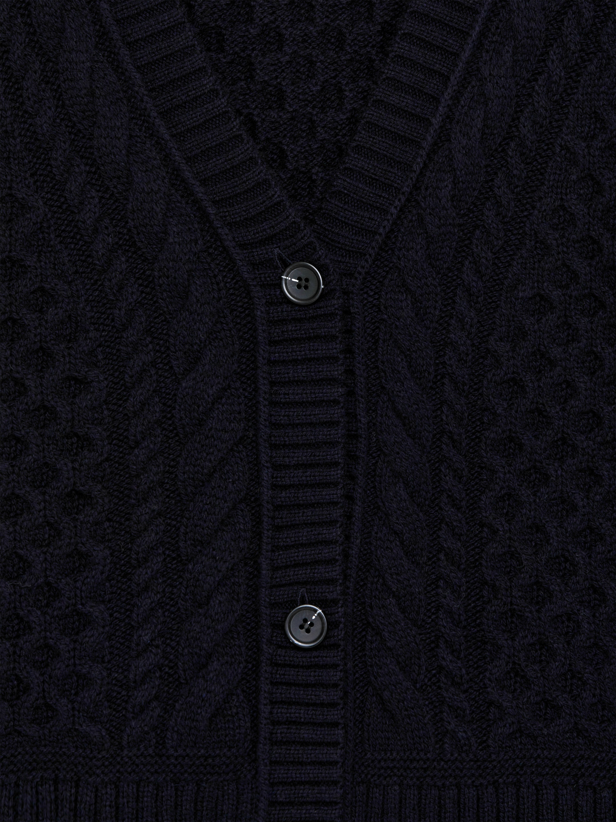 Cable-Knit Wool Cardigan - Dark Blue - Regular fit - Women - StillMedia/DescriptiveDetail - 1