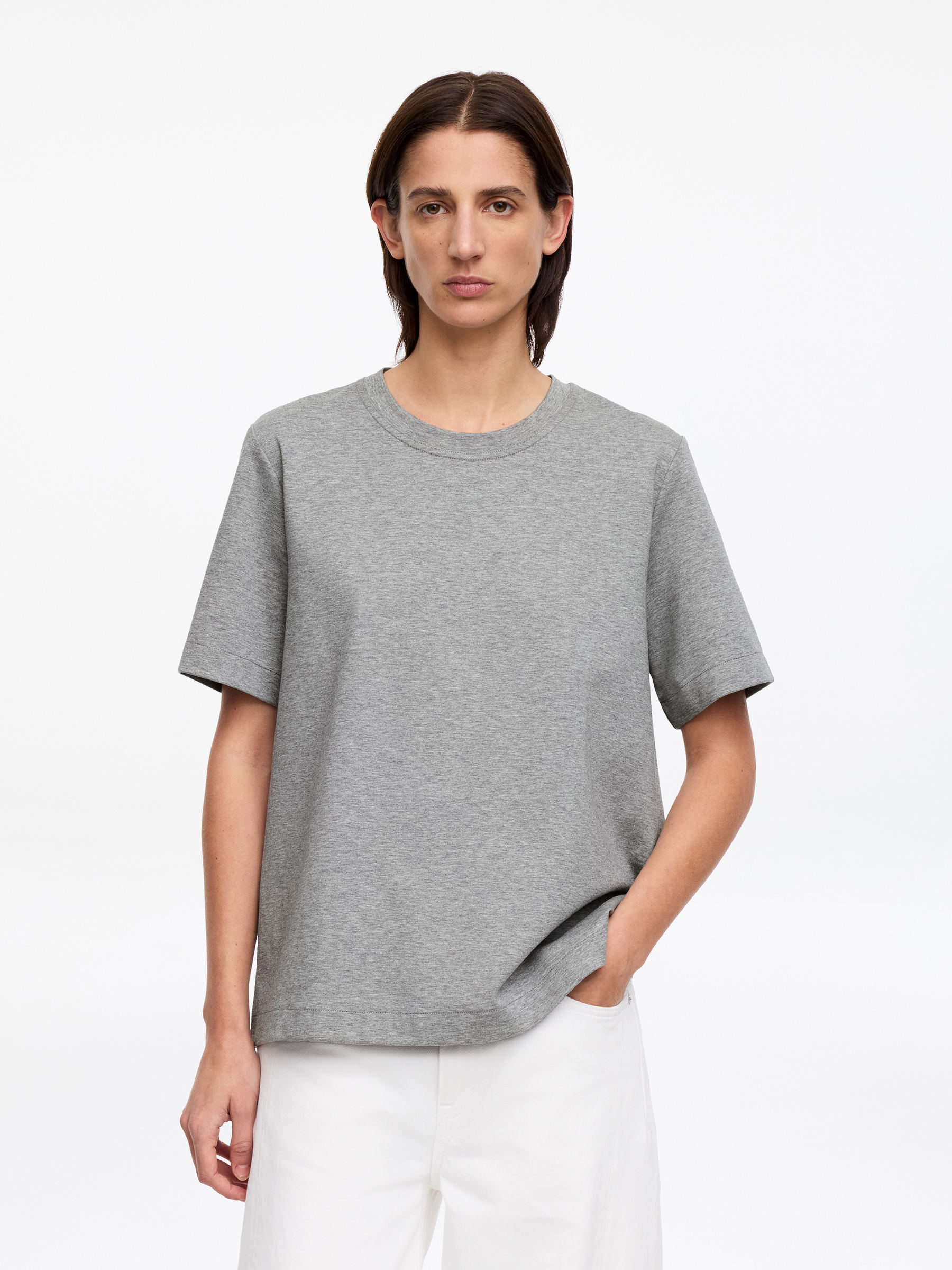 PEARL Interlock-T-Shirt - Graumeliert - Regular Fit - Women - StillMedia/Lookbook - 29