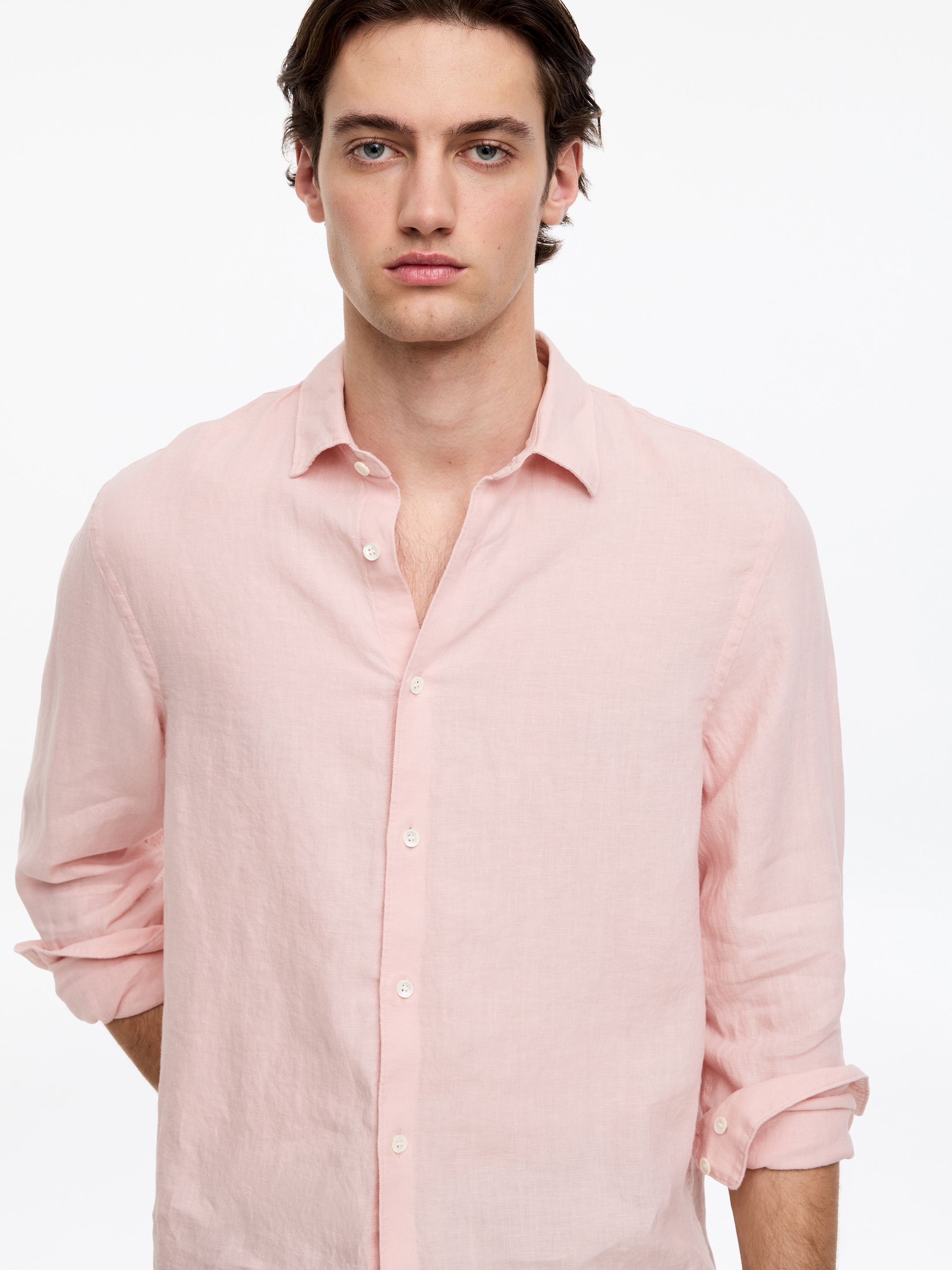 Camisa de lino de corte regular - Rosa empolvado - Corte estándar - Men - StillMedia/Lookbook - 5