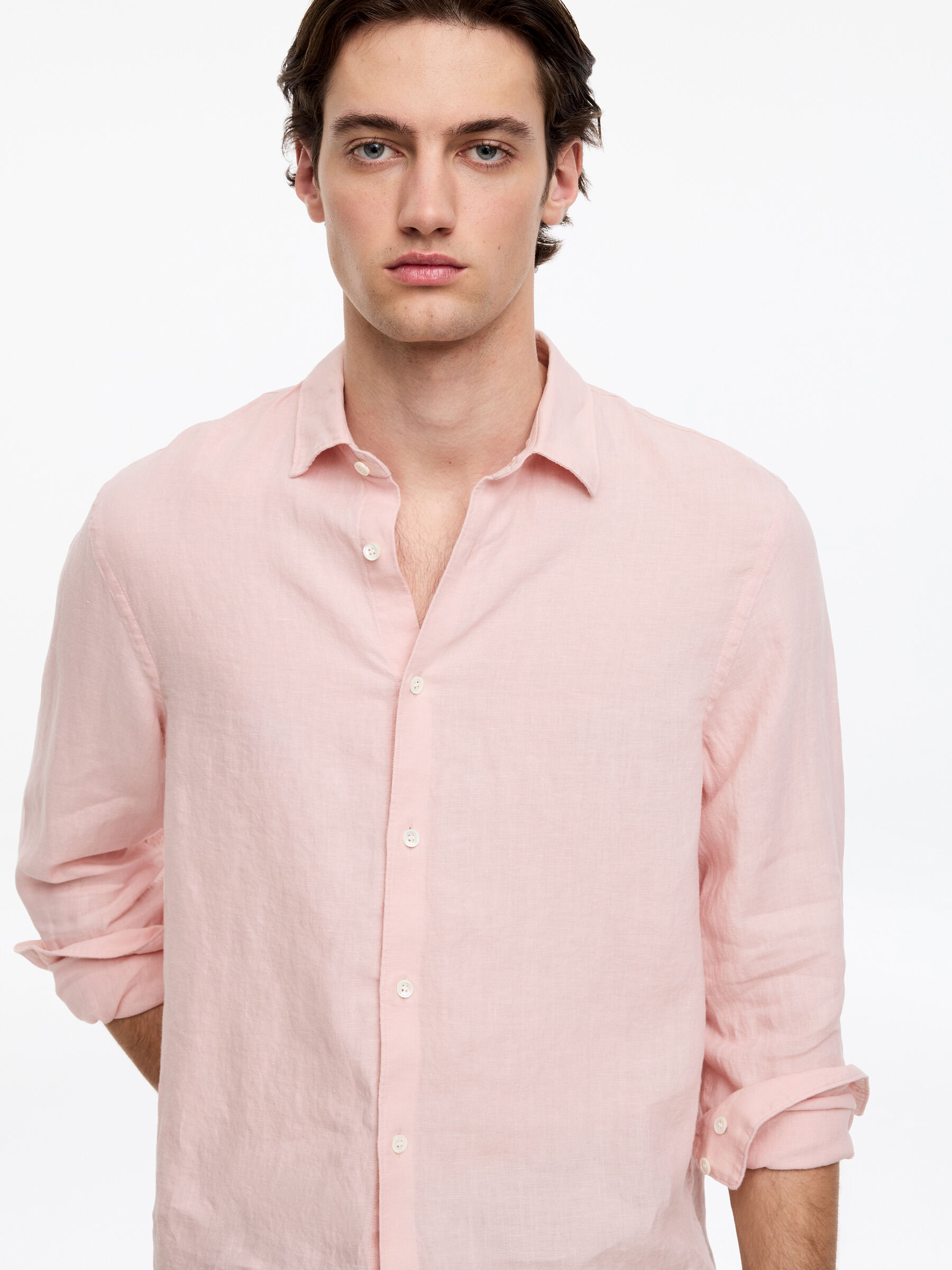 Regular Linen Shirt - Dusty Pink - Regular fit - Men - StillMedia/Lookbook - 5