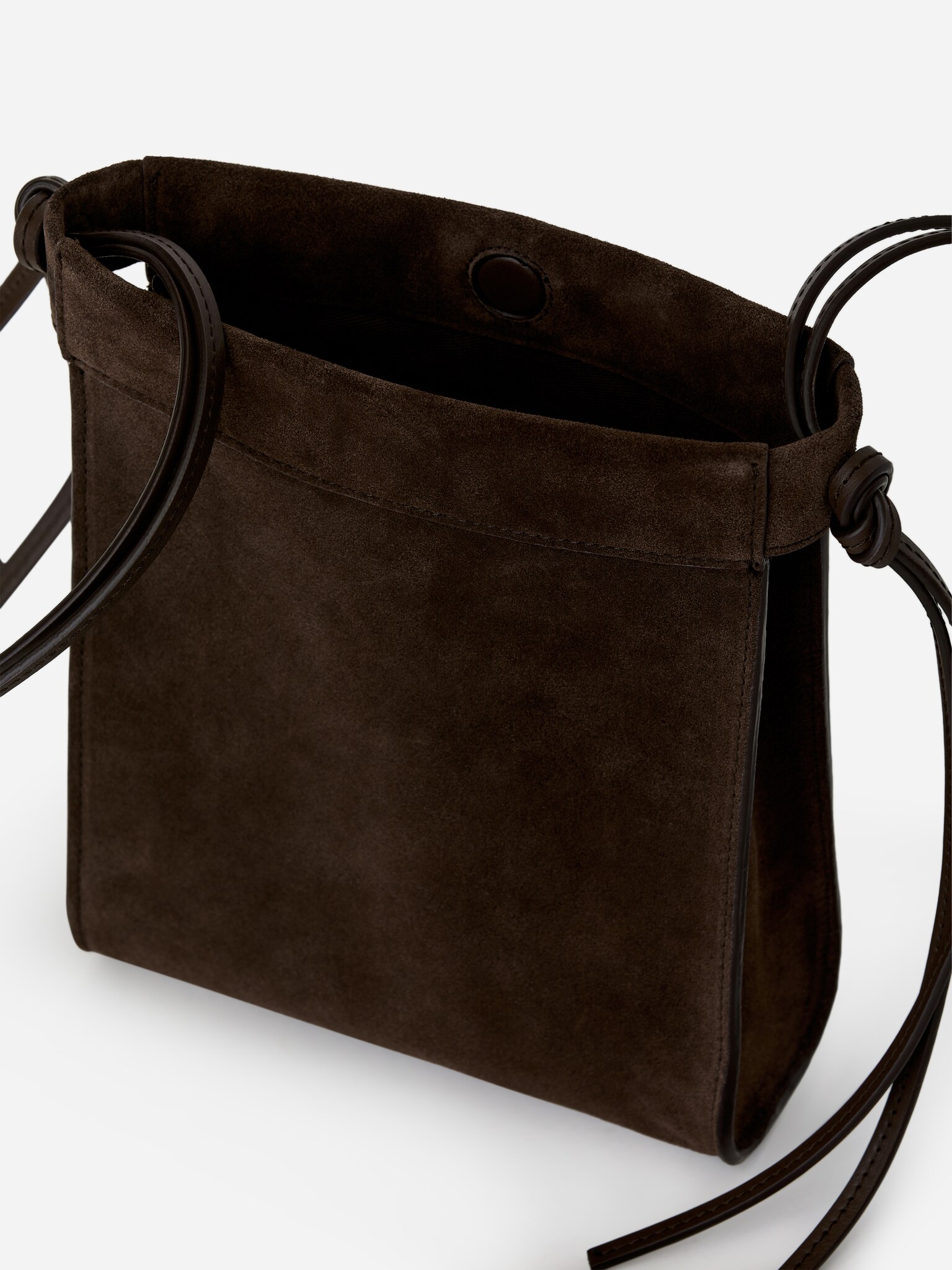 Sac bandoulière en daim - Marron foncé - 5