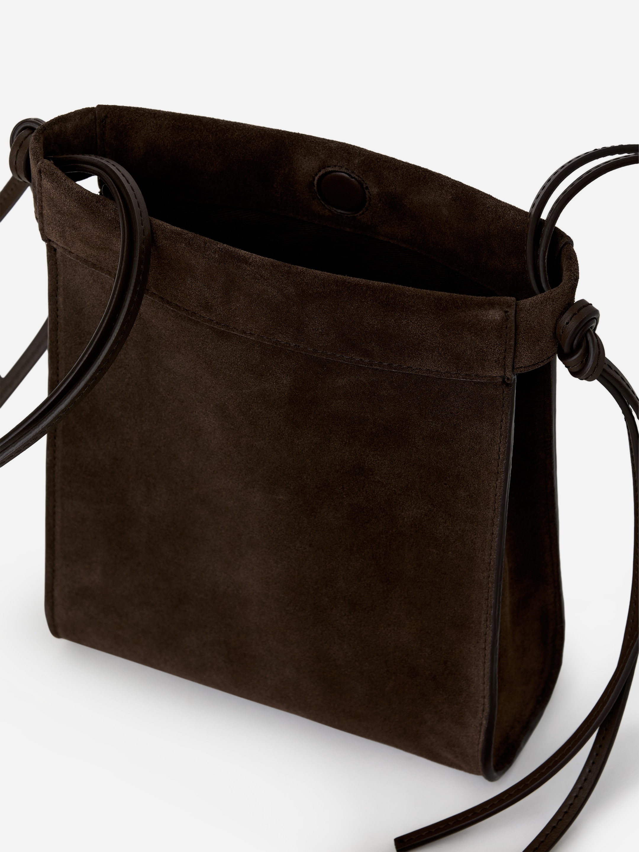 Sac bandoulière en croûte de cuir suédé - Marron foncé - Femme - StillMedia/DescriptiveStillLife - 4
