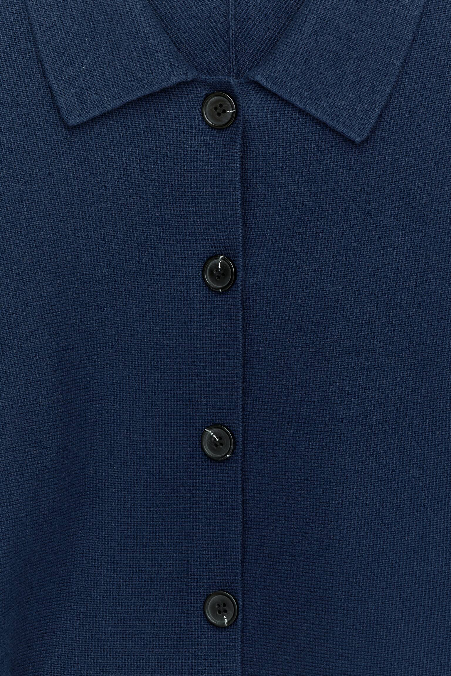 Pletená bavlněná bunda - Tmavě modrá/Béžová - 6