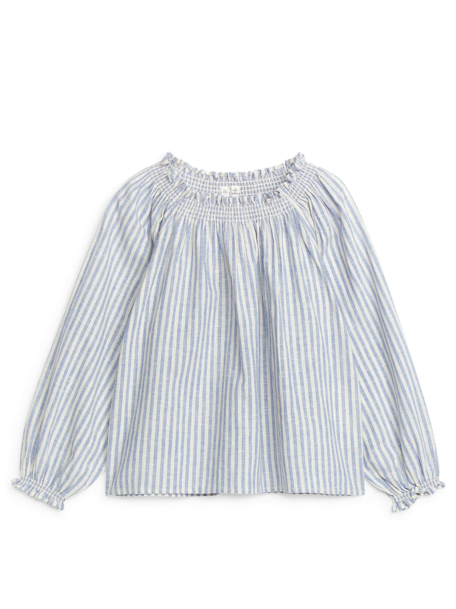 Gathered Linen Blouse - Blue/Off White - Oversized - Children - StillMedia/DescriptiveStillLife - 3