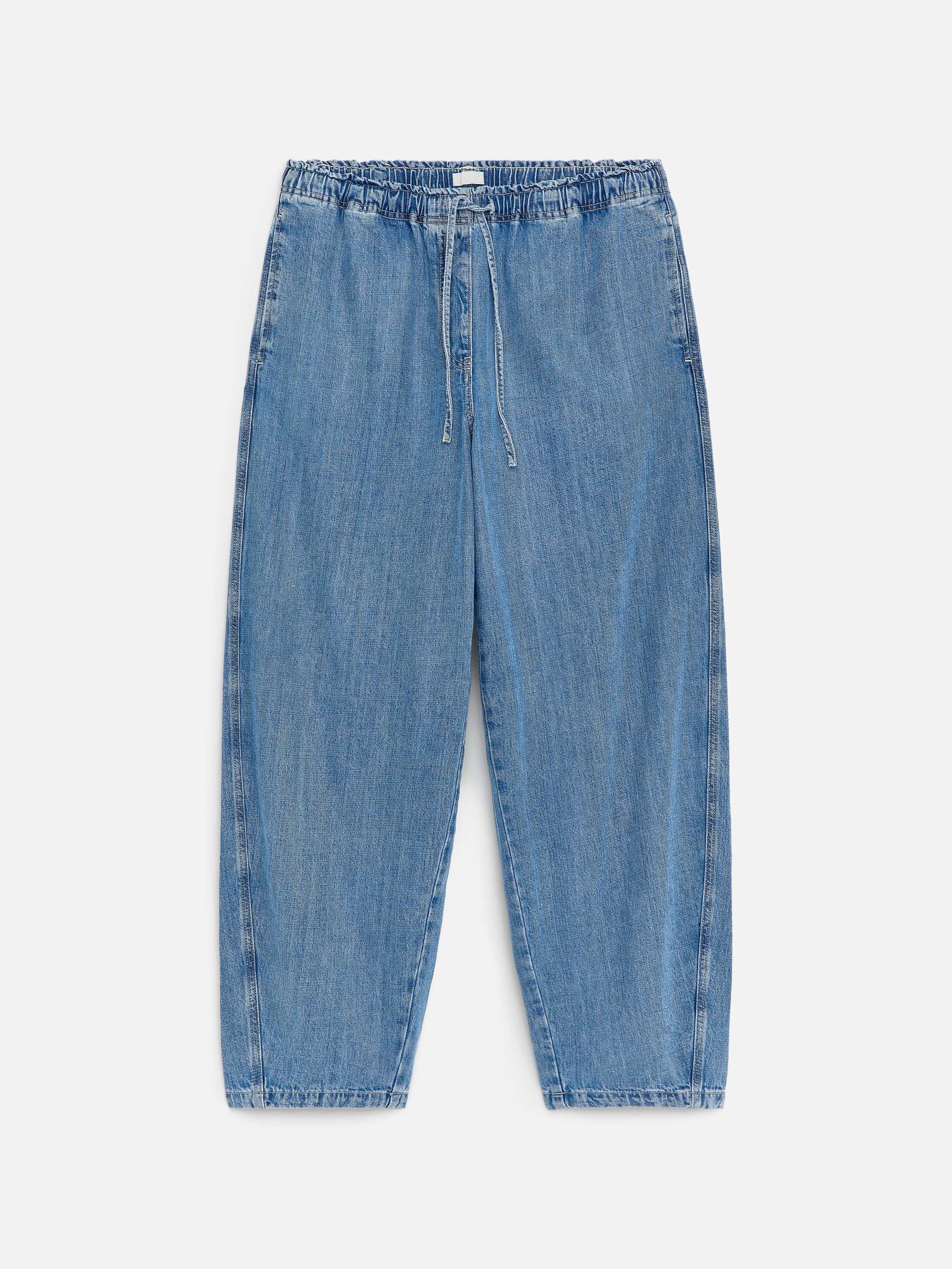 Pull-On Denim Trousers-Blue-18550