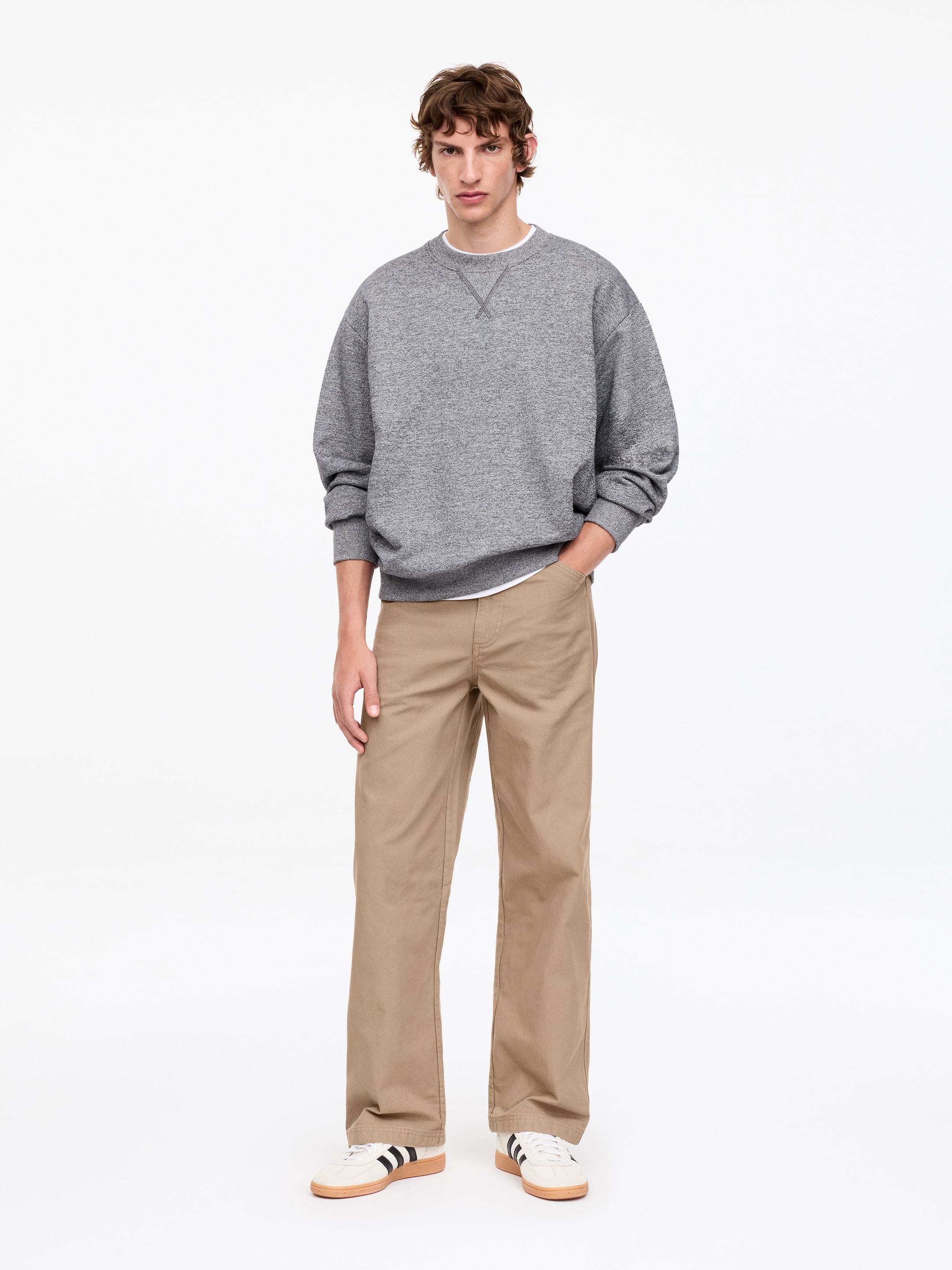 Relaxed Canvas Trousers-Beige-19679
