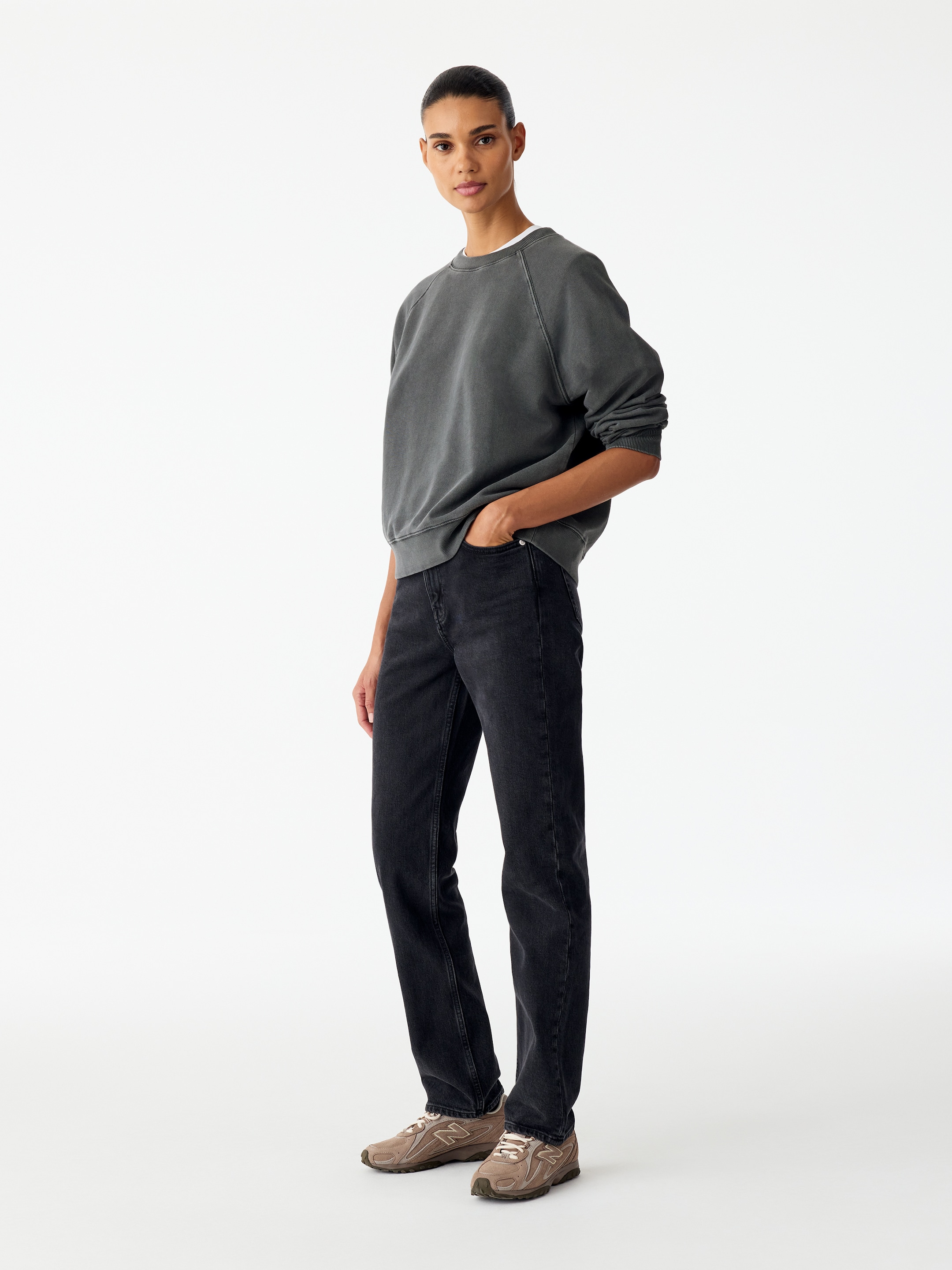 Cotton terry sweatshirt - Black - Regular fit - women - StillMedia/Lookbook - 4