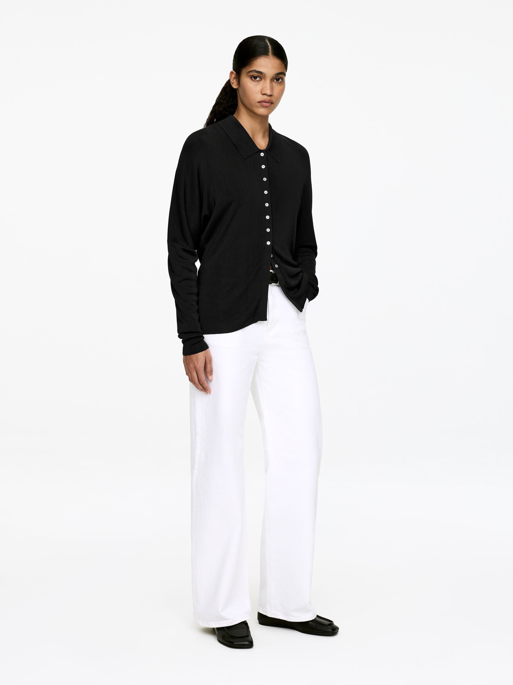 Fine-Knit Shirt - Black - Regular fit - Women - StillMedia/Lookbook - 3