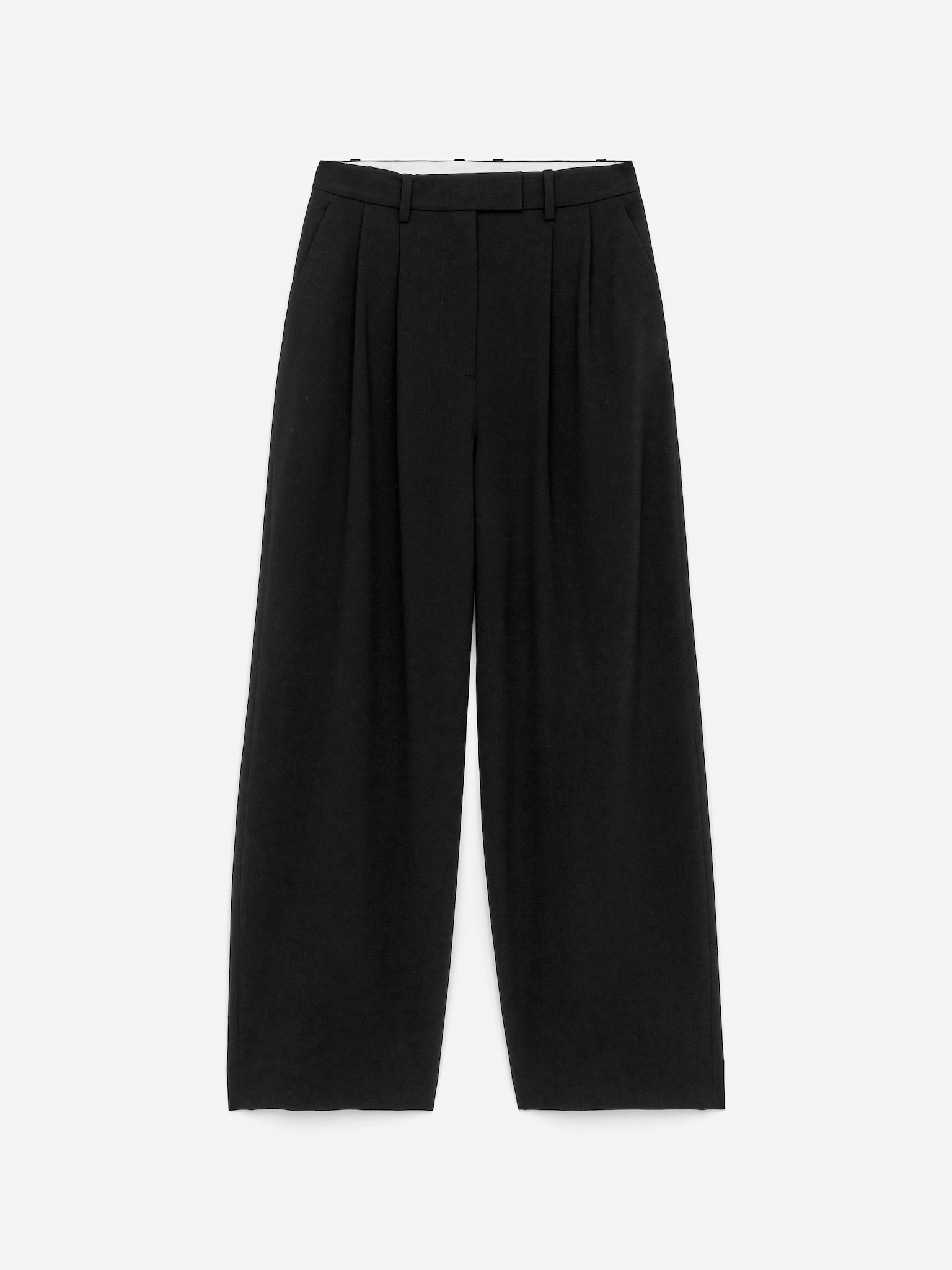 Wide-Leg Tailored Trousers - Black/Dark Brown - 2