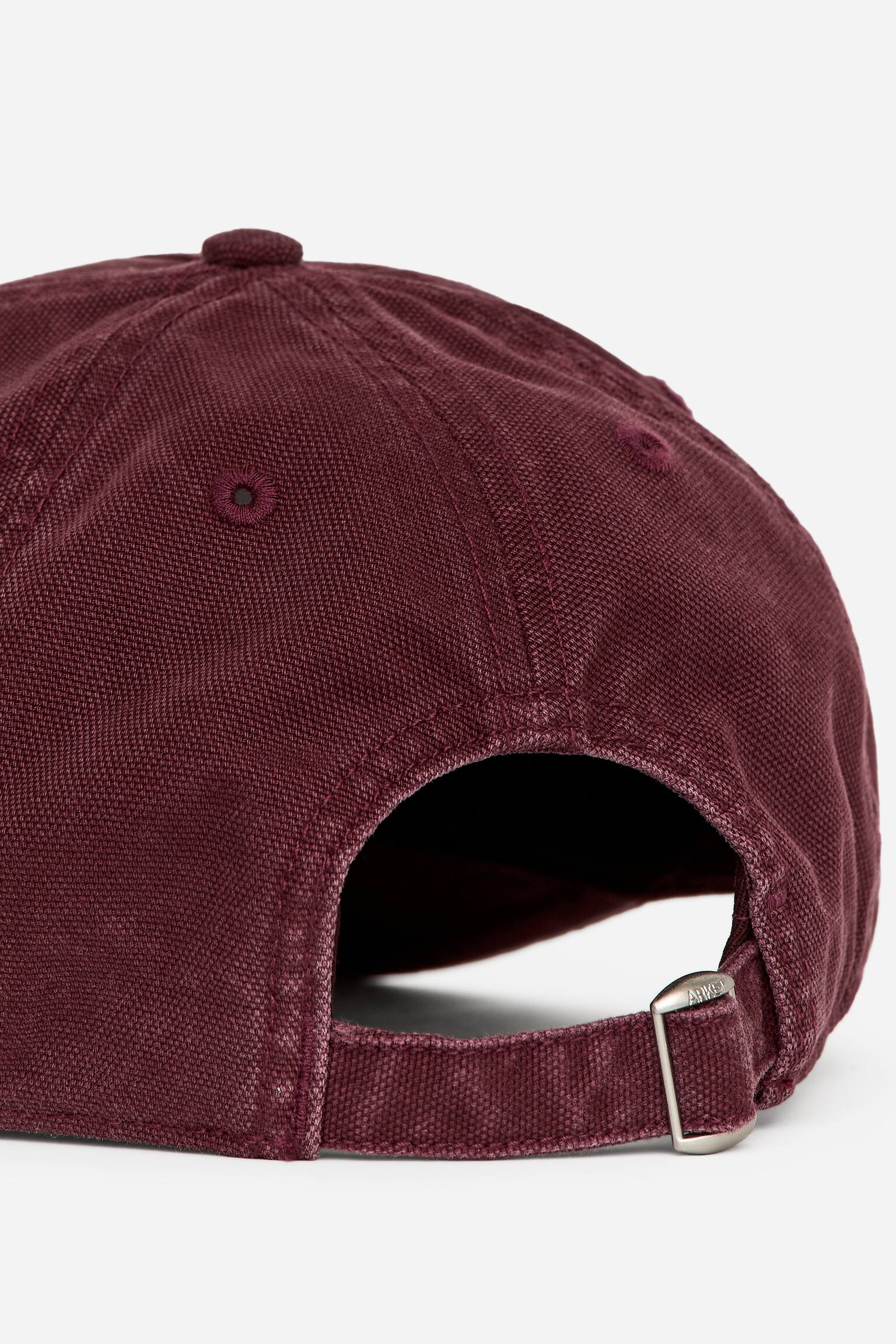Keps i tvättad bomullscanvas - Vinröd/Saffran - 7