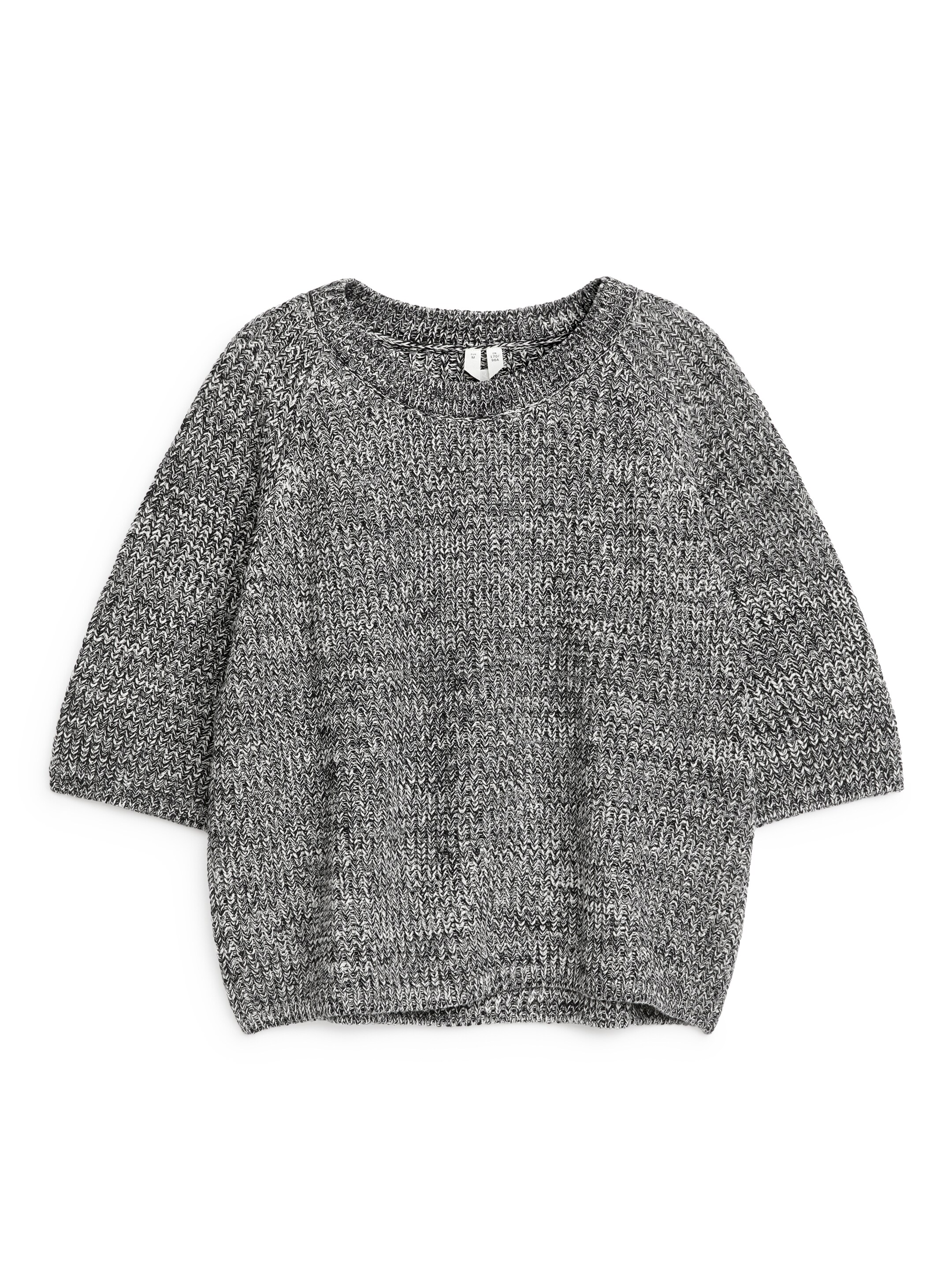 Rippstrickoberteil mit kurzen Ärmeln - Schwarz/Weiß meliert - Regular Fit - Women - StillMedia/DescriptiveStillLife - 2