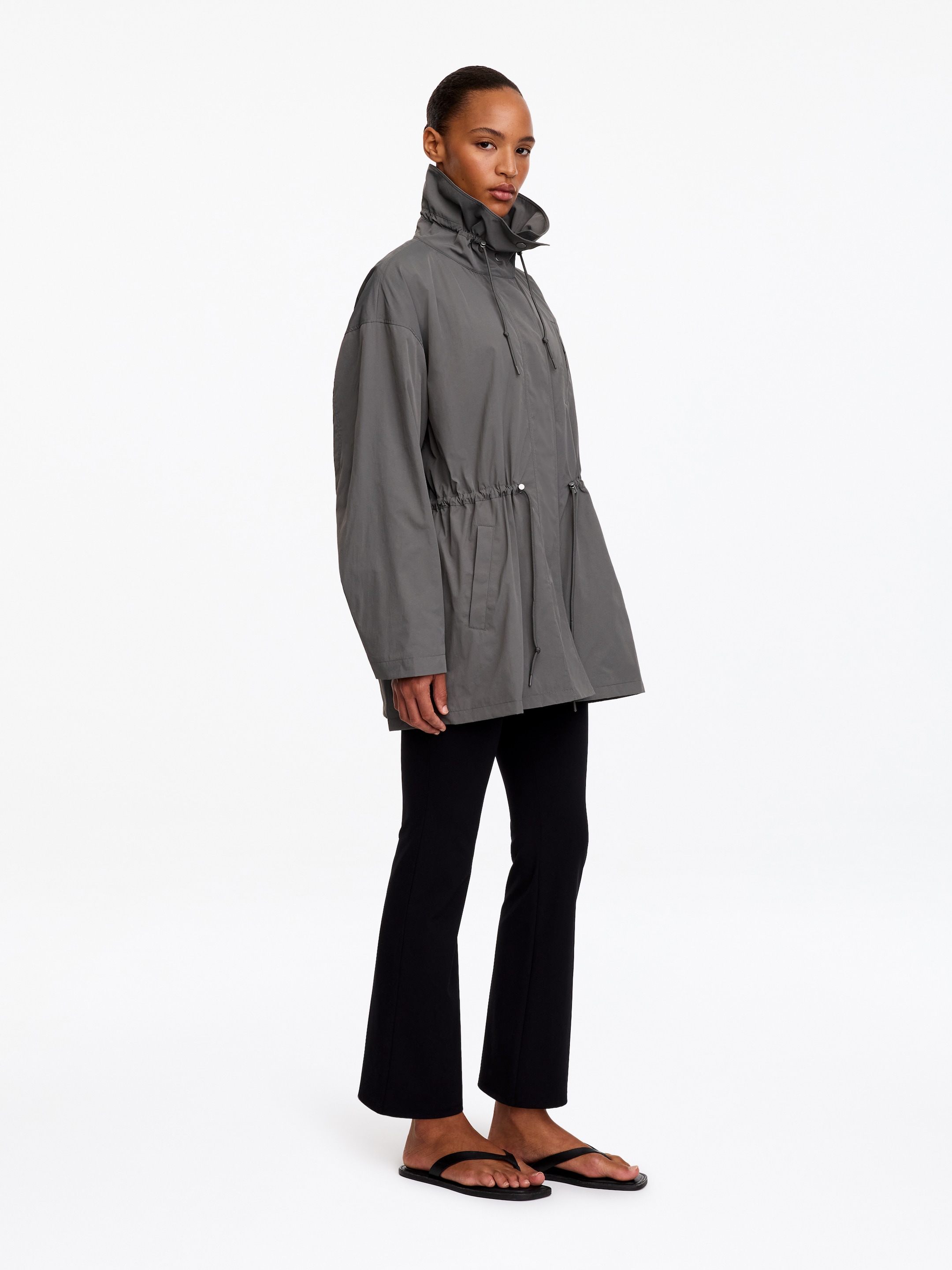 High-Collar Nylon Jacket - Grey - Regular fit - women - StillMedia/Lookbook - 8