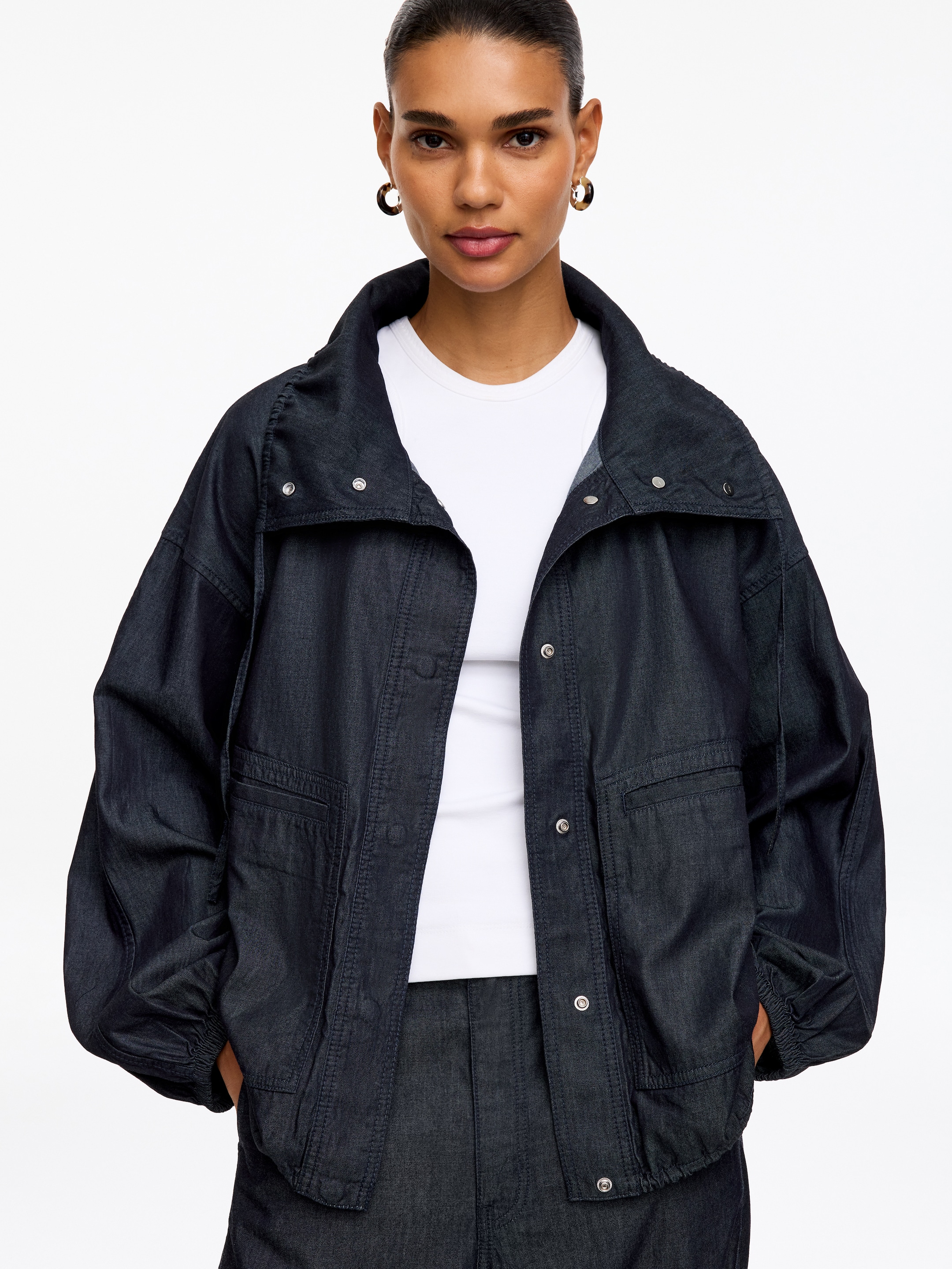 Denim Blouson Jacket - Dark Blue - Regular fit - Women - StillMedia/Lookbook - 3