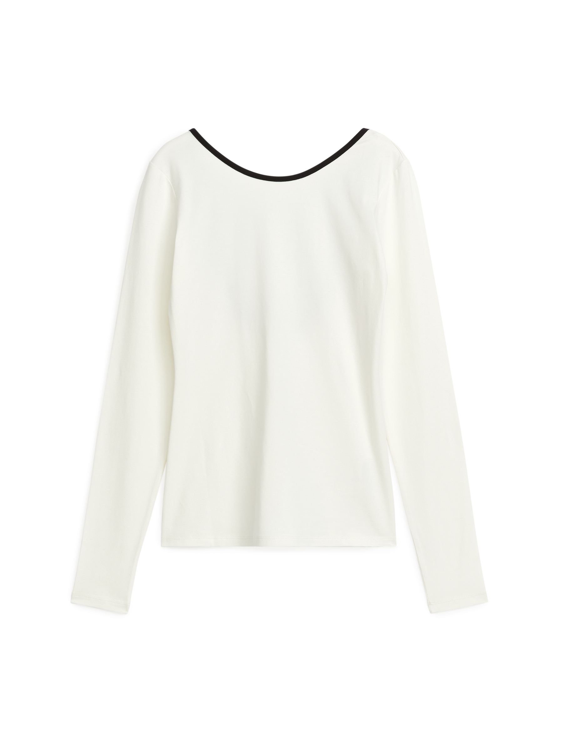 Deep Scoop-Back Top - Off White/Black - Slim fit - Women - StillMedia/DescriptiveStillLife - 1