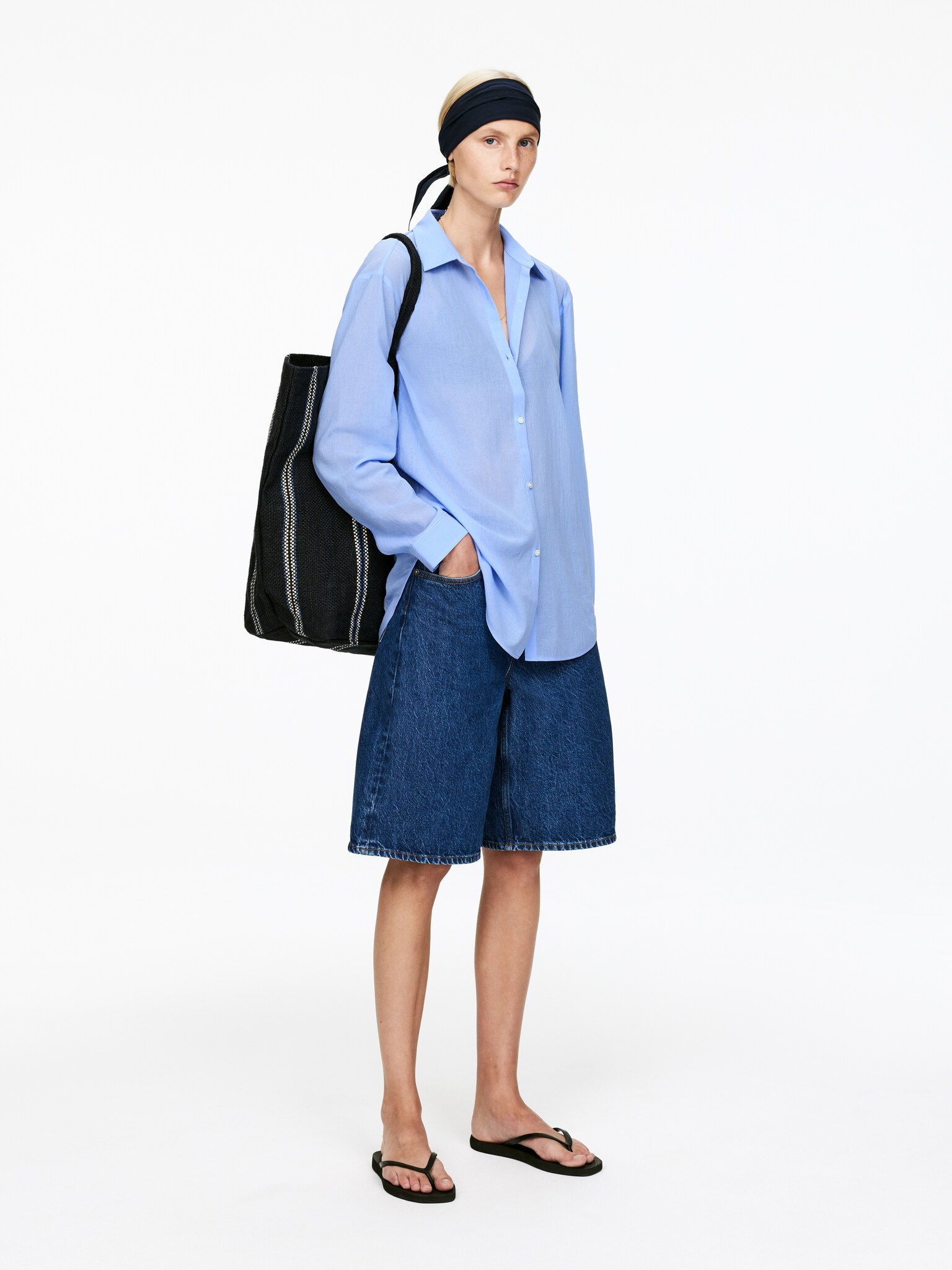 Chemise en voile - Bleu ciel/Blanc - 6