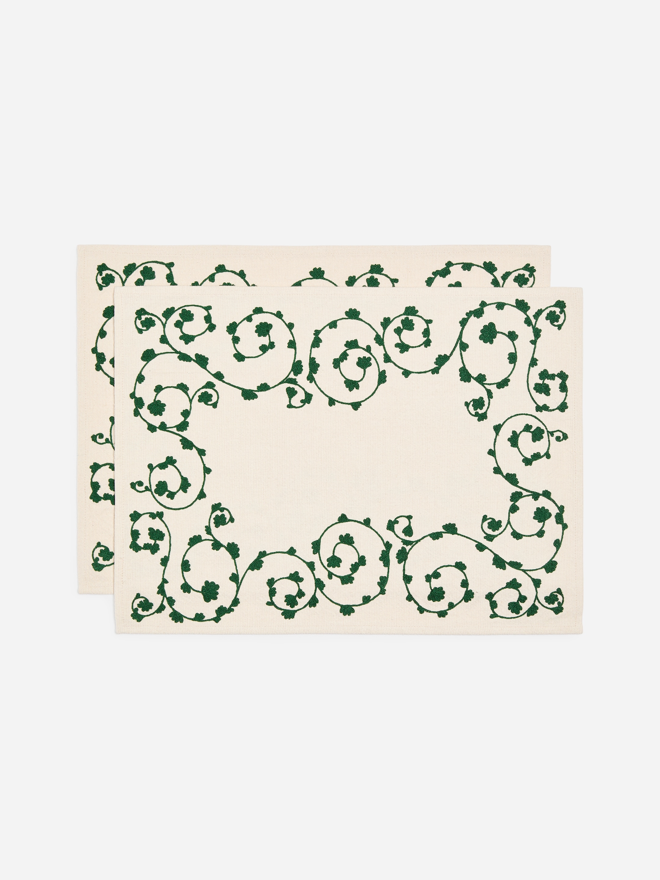 Broderade bordstabletter, 2-pack-Green-20839