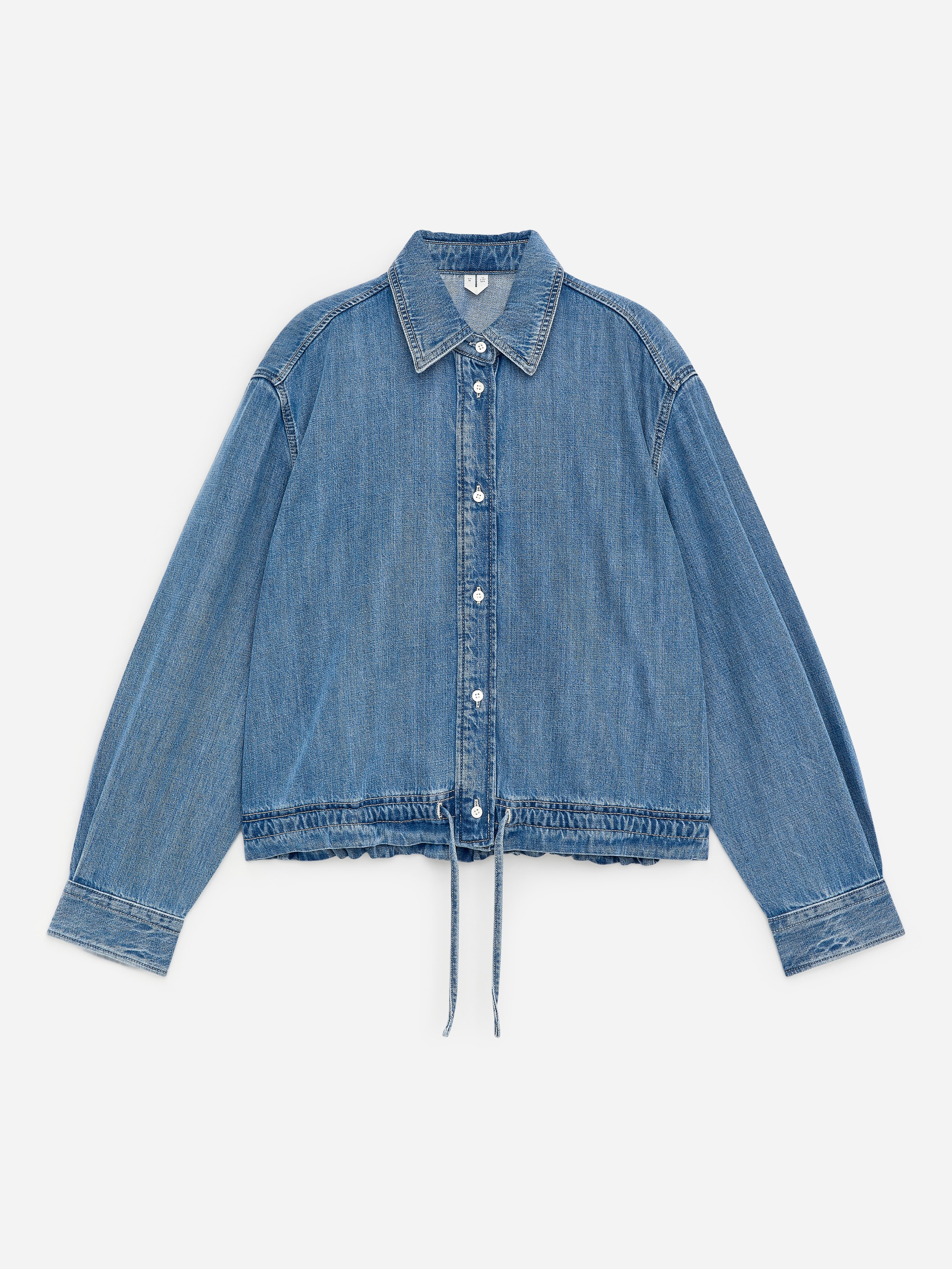 Blusa denim con cordón - Azul lavado