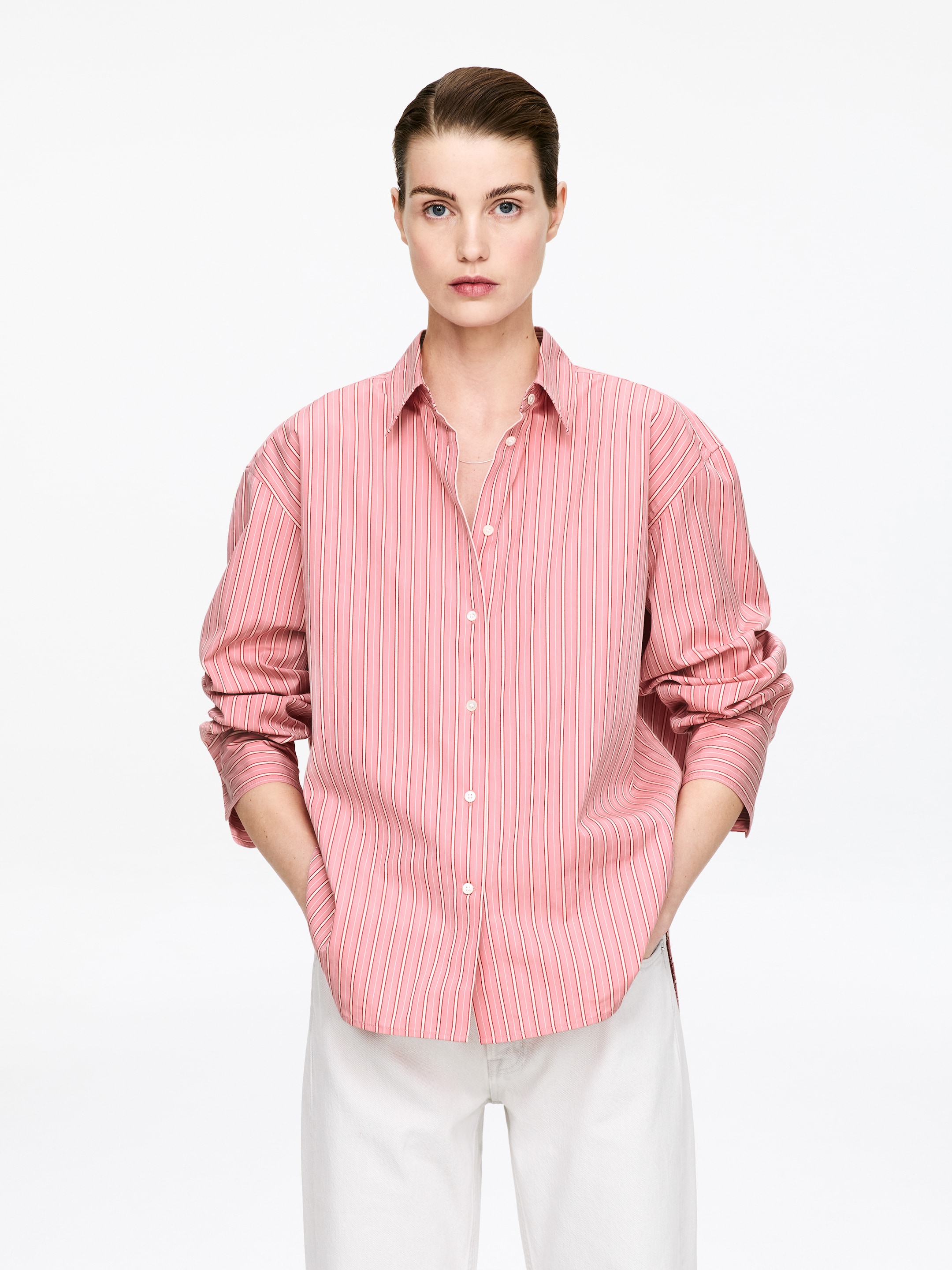 Agrandir l'image: Chemise en coton - Rose/Blanc - FEMME | H&M FR 1