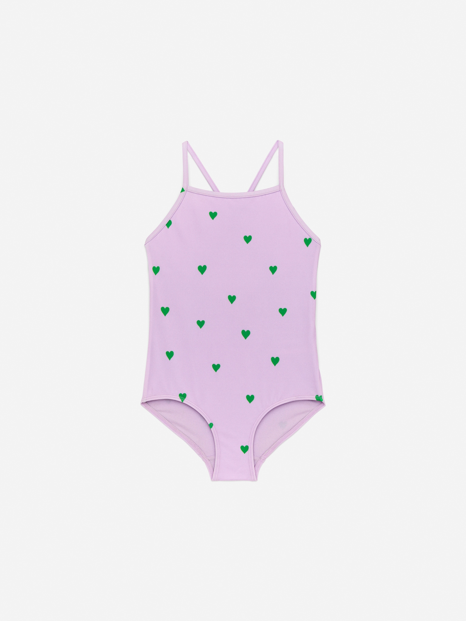 Costum de baie imprimat - Lilac/Green Hearts