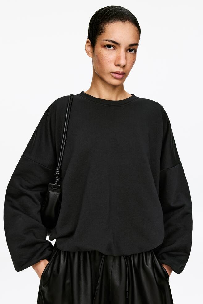 Sweatshirt mit Ballonschnitt-Schwarz - 3