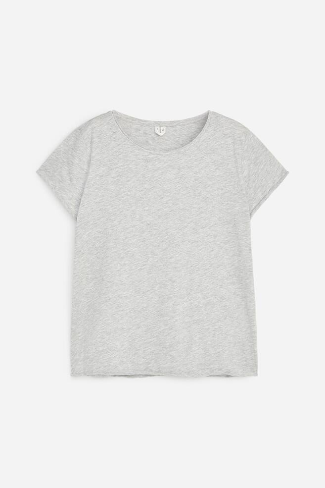 T-shirt com barra enrolada - Cinzento/Azul-marinho - 1