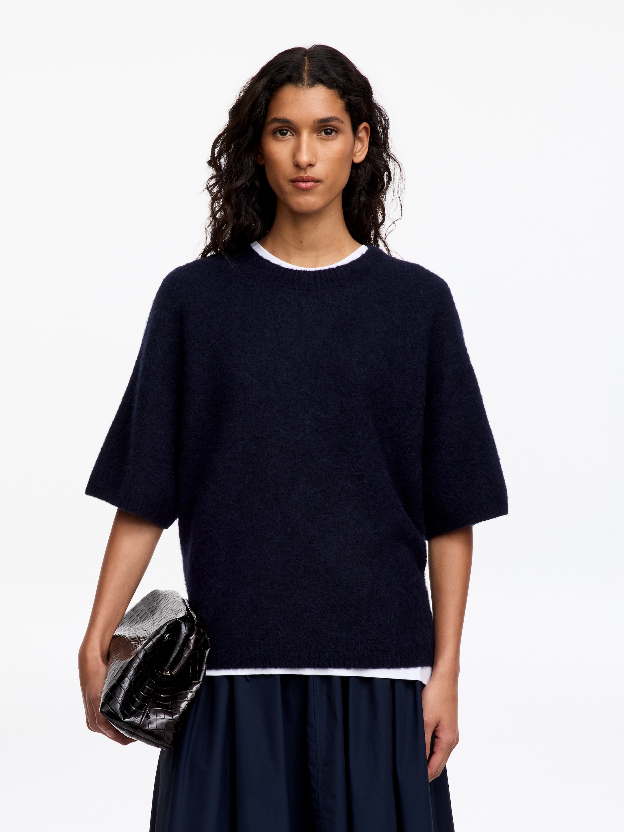 Alpaca-Wool Blend Jumper - Dark Blue - Loose fit - women - StillMedia/Lookbook - 4
