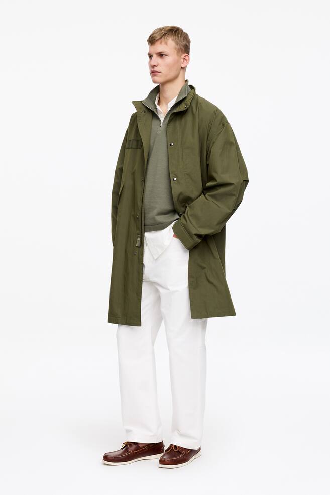 Knitted Half-Zip Jumper - Khaki Green/Black - 6