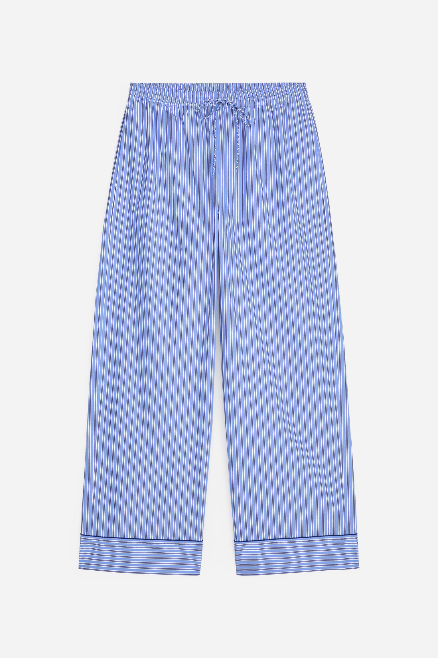 Katoenen broek met strepen - Blauw/gestreept - 1
