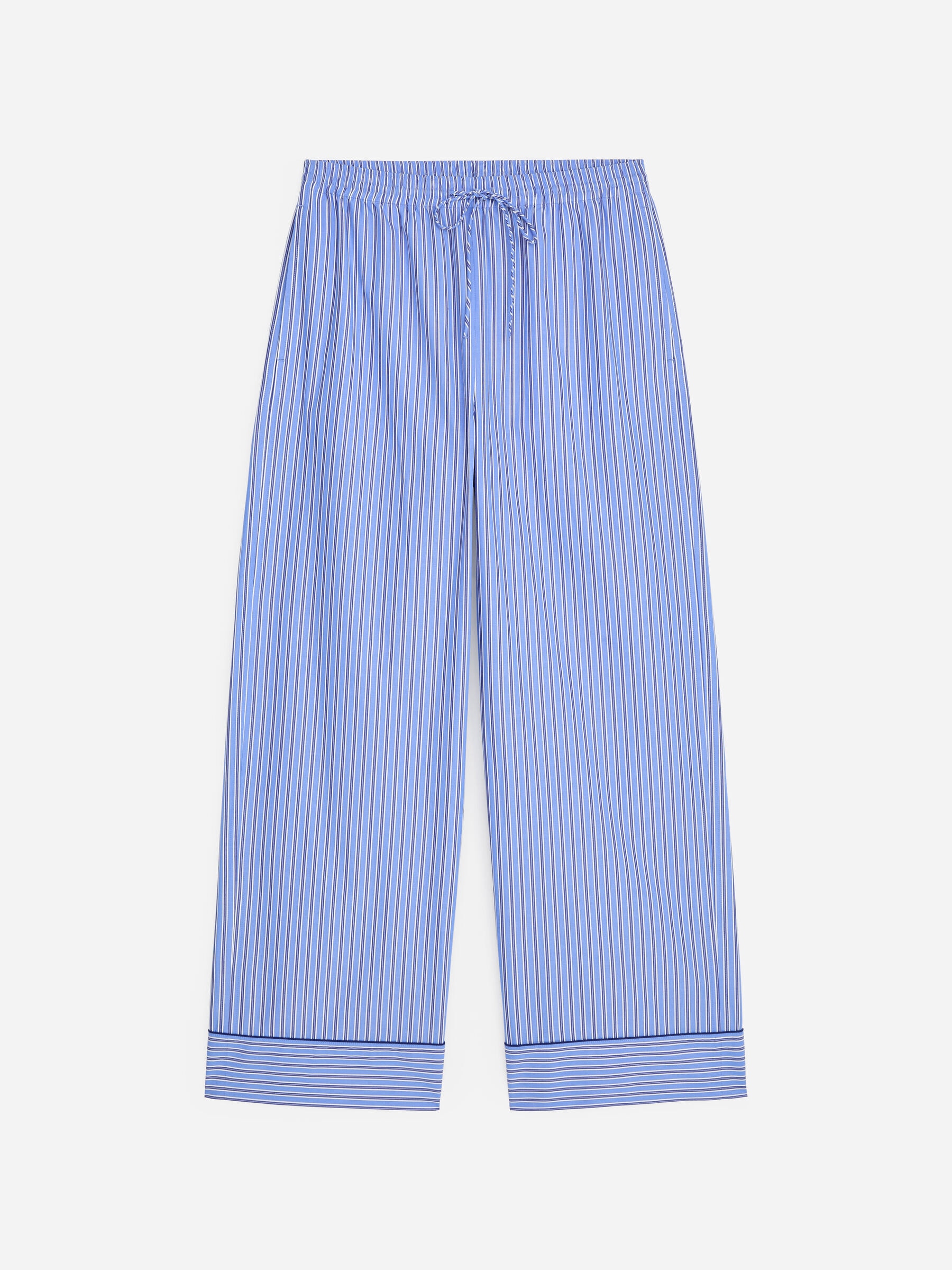 Striped Cotton Trousers-#3E7BB7-19238