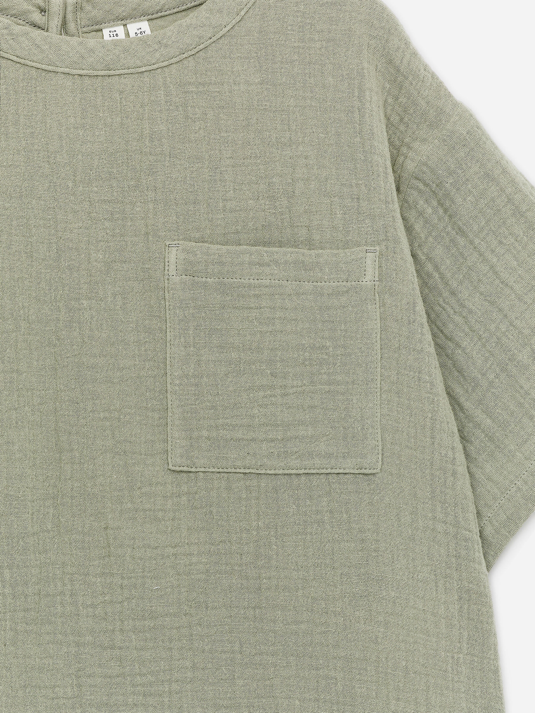 Cotton Muslin T-Shirt - Khaki Green - Regular fit - Children - StillMedia/DescriptiveDetail - 2