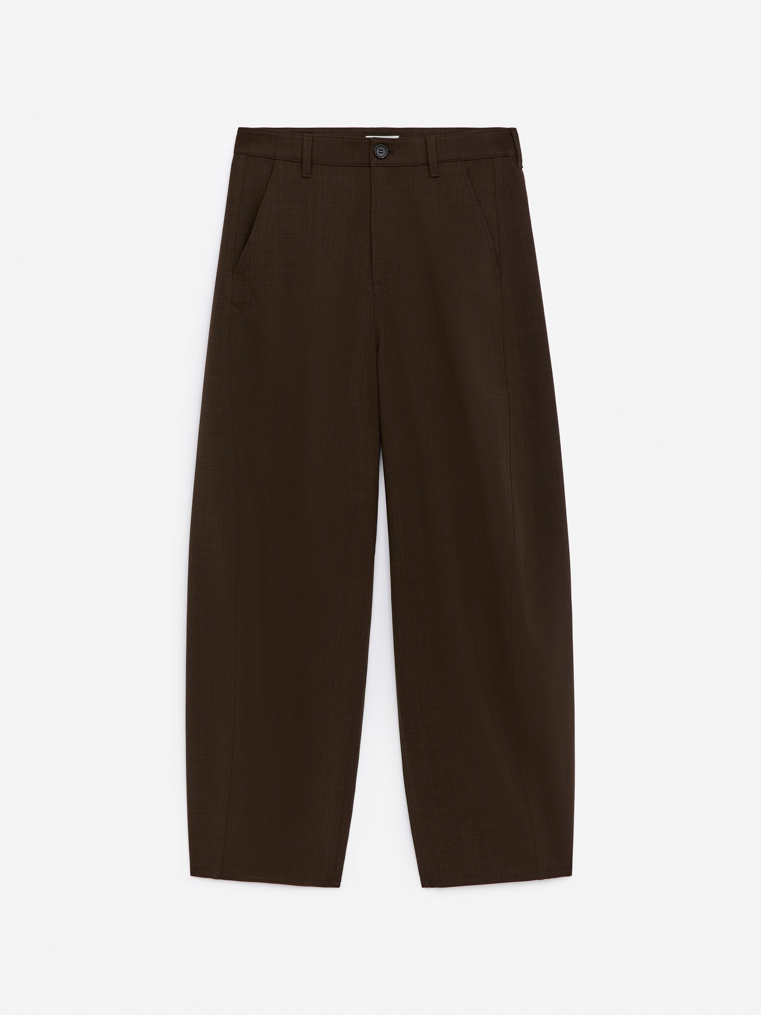Barrel-Leg Trousers - Dark Brown/Black - 2