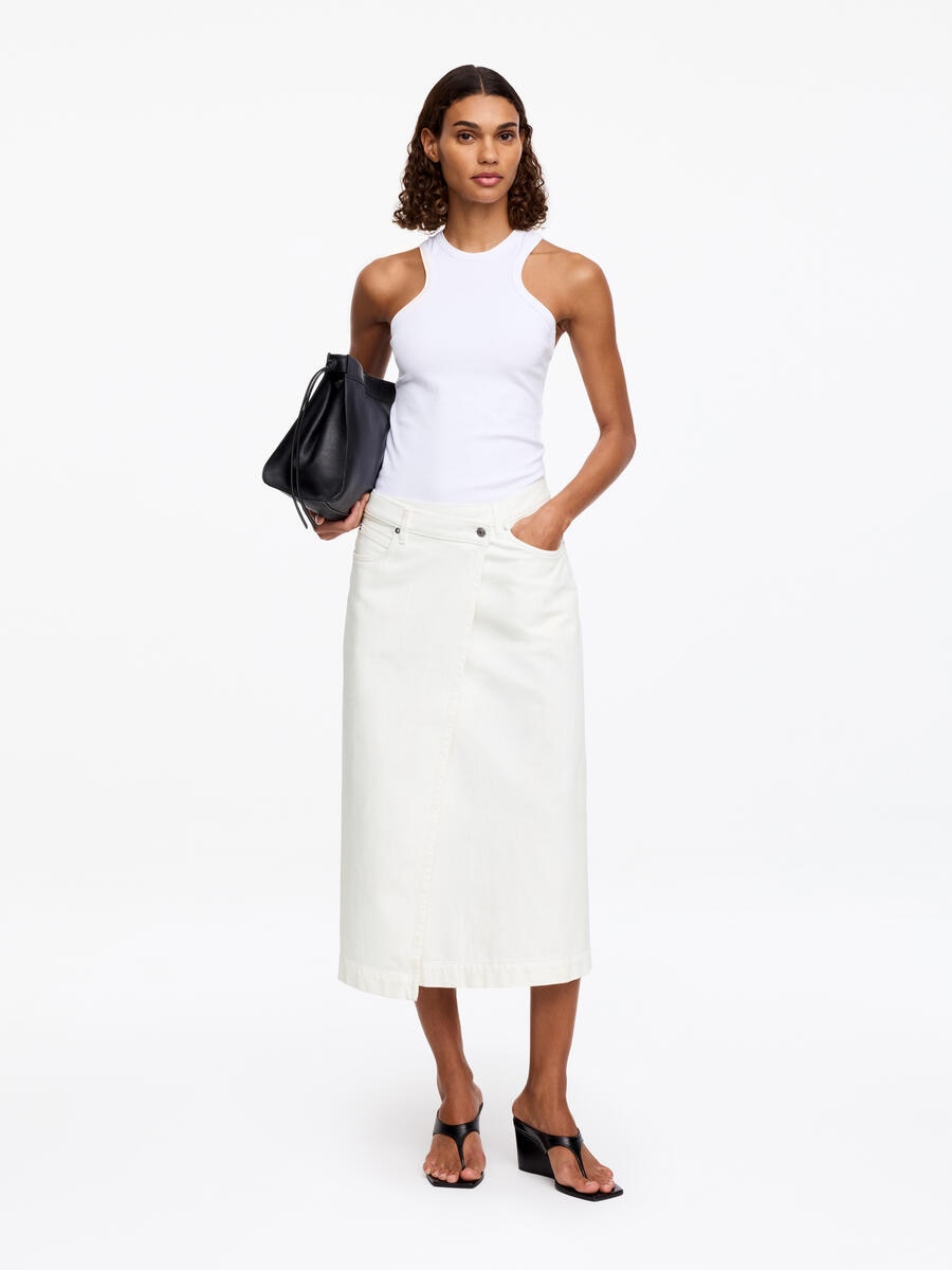 ARKET Women's  Denim Wrap Skirt White,  size 42