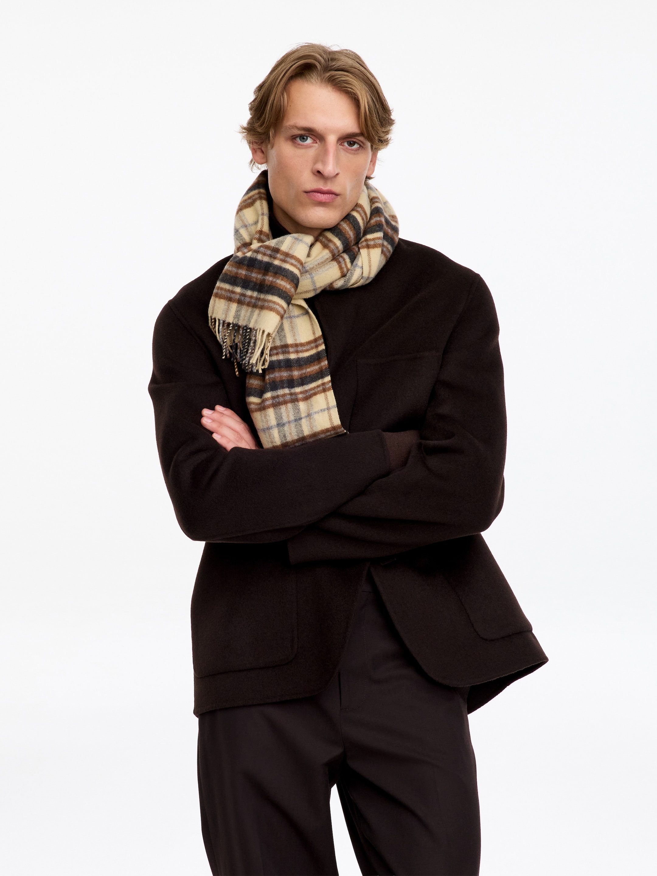 Checked Wool Scarf - Yellow - men - StillMedia/Lookbook - 3