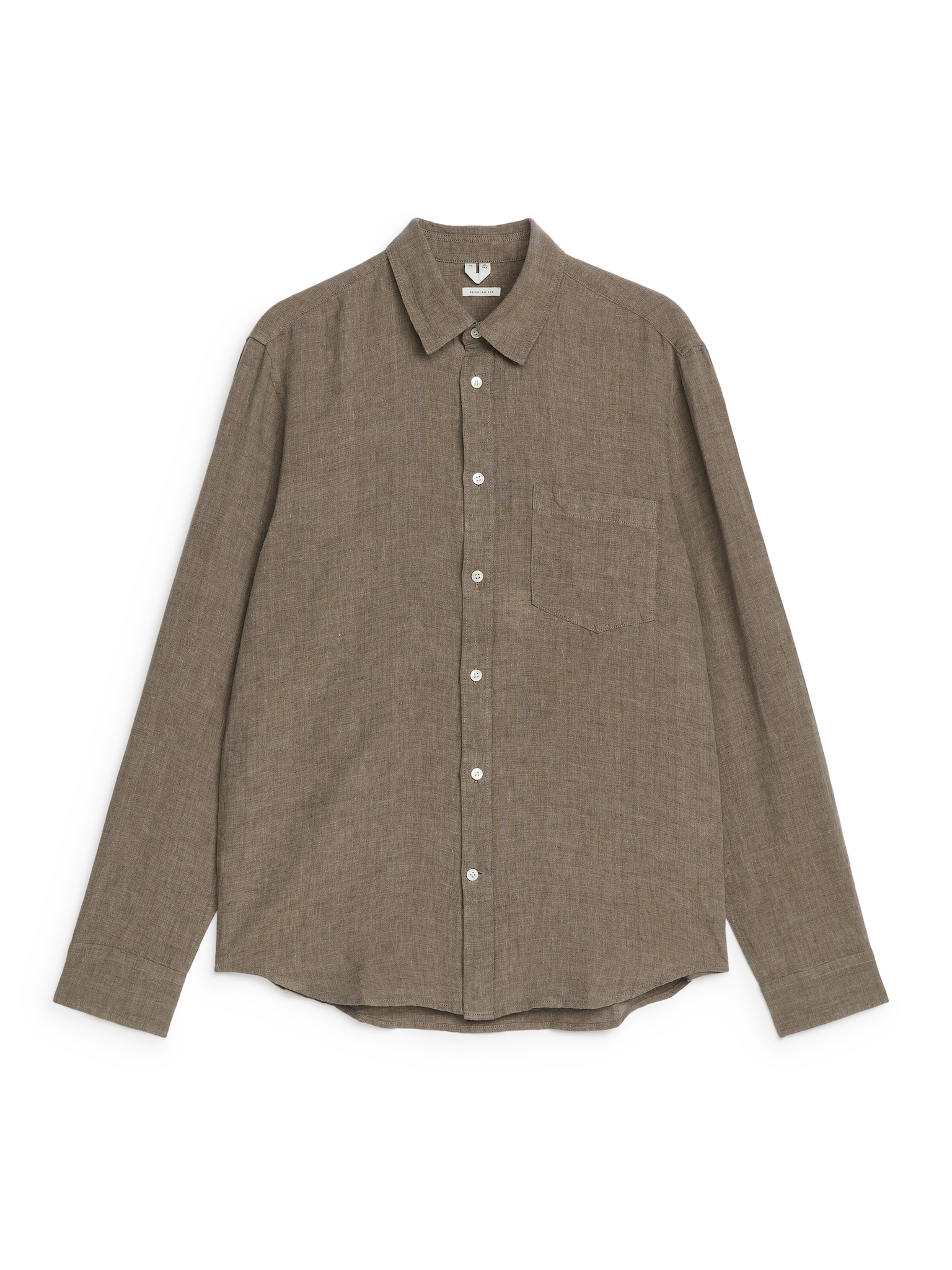 Chemise en lin de coupe classique - Taupe foncé chiné/Bleu foncé/Bleu/Beige/Blanc/Marron/Vert foncé/Blanc cassé/Vert poudré/Vert kaki/blanc