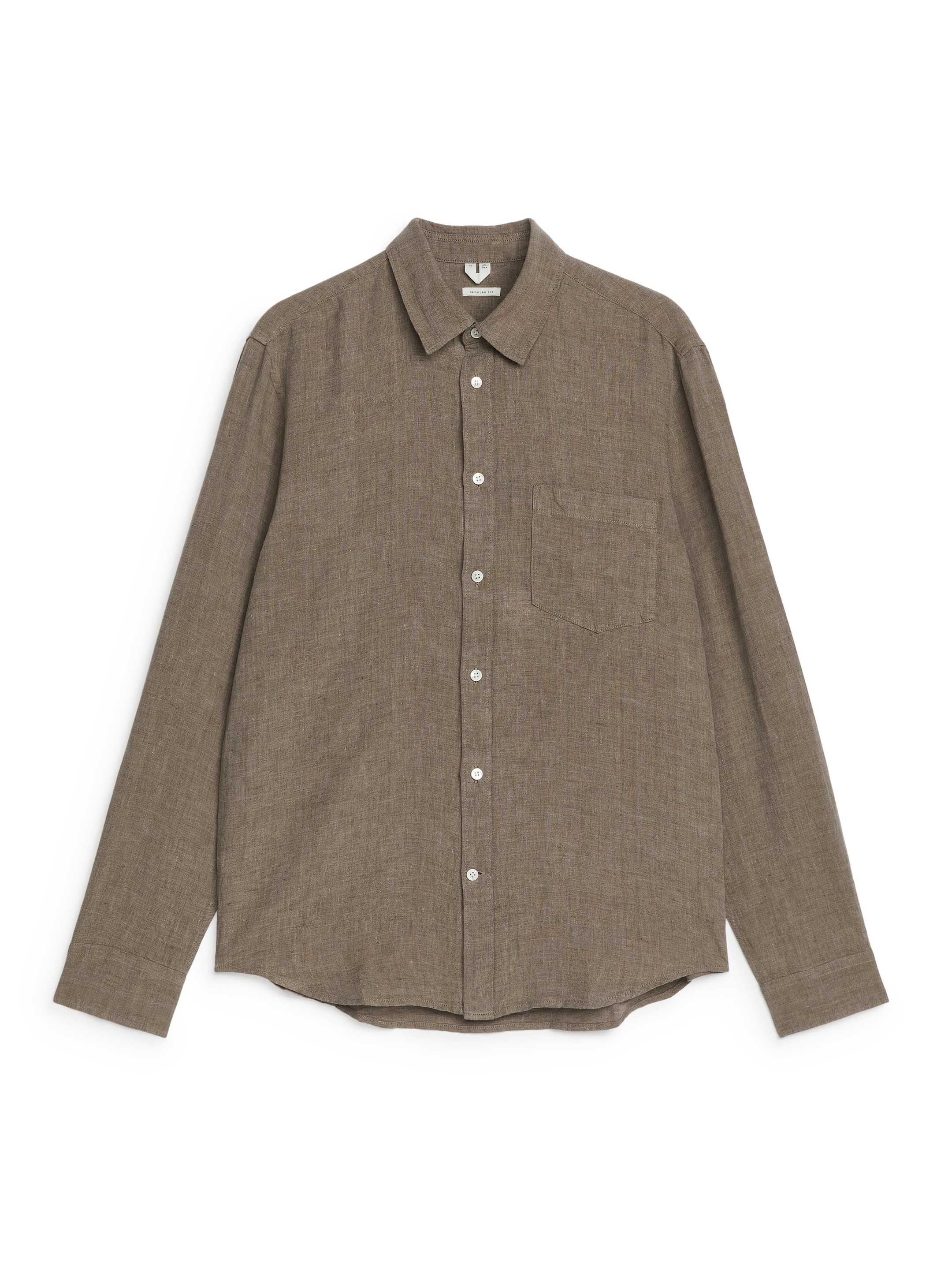 Visualizza immagine più grande: Camicia in lino dalla vestibilità regolare - Talpa scuro mélange - UOMO | H&M IT 1
