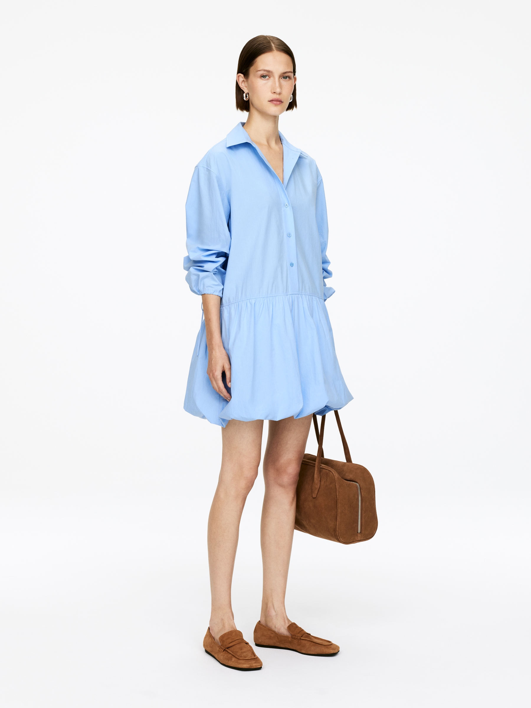 Bubble-Hem Dress - Light Blue - Regular fit - Women - StillMedia/Lookbook - 5