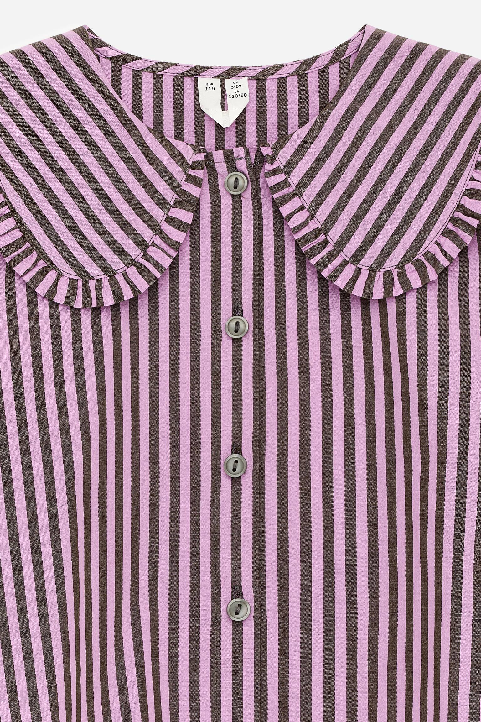 Blus med volangkrage - Lila/khakigrön - 2