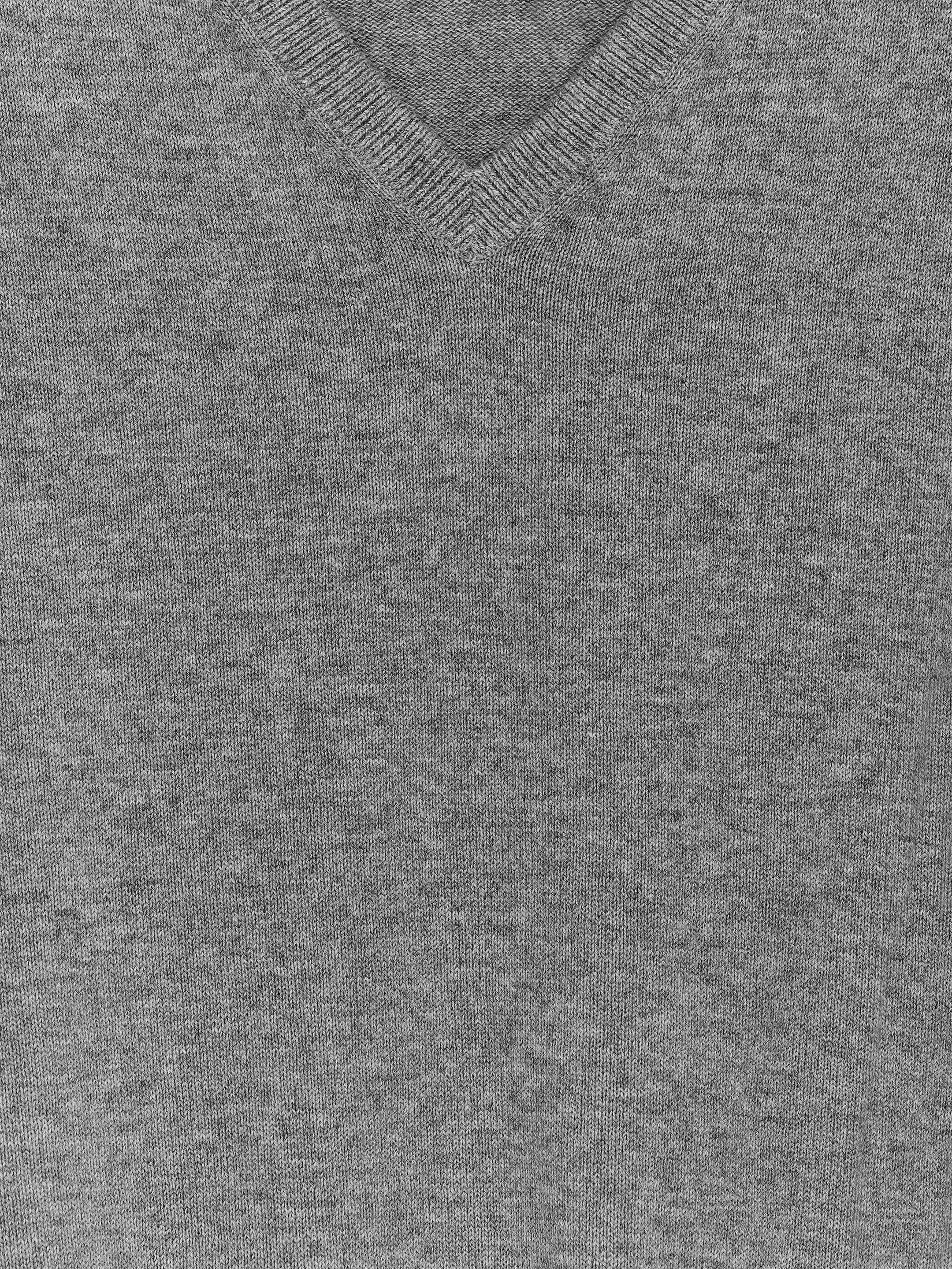 Cotton-Wool V-Neck Jumper - Grey Melange - Regular fit - Women - StillMedia/DescriptiveDetail - 1