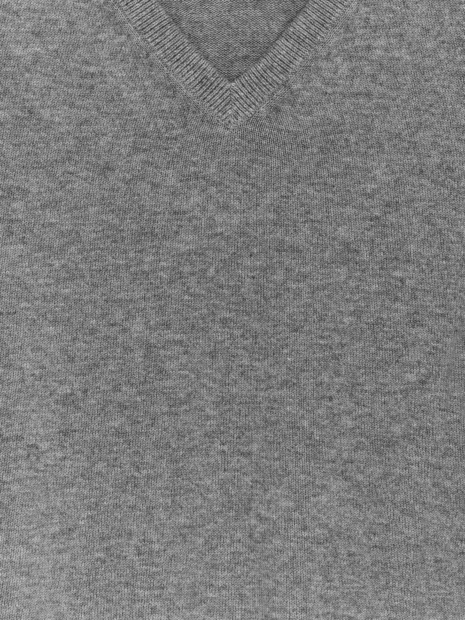 V-ringad tröja i ull och bomull - Gråmelerad - Regular fit - Women - StillMedia/DescriptiveDetail - 1