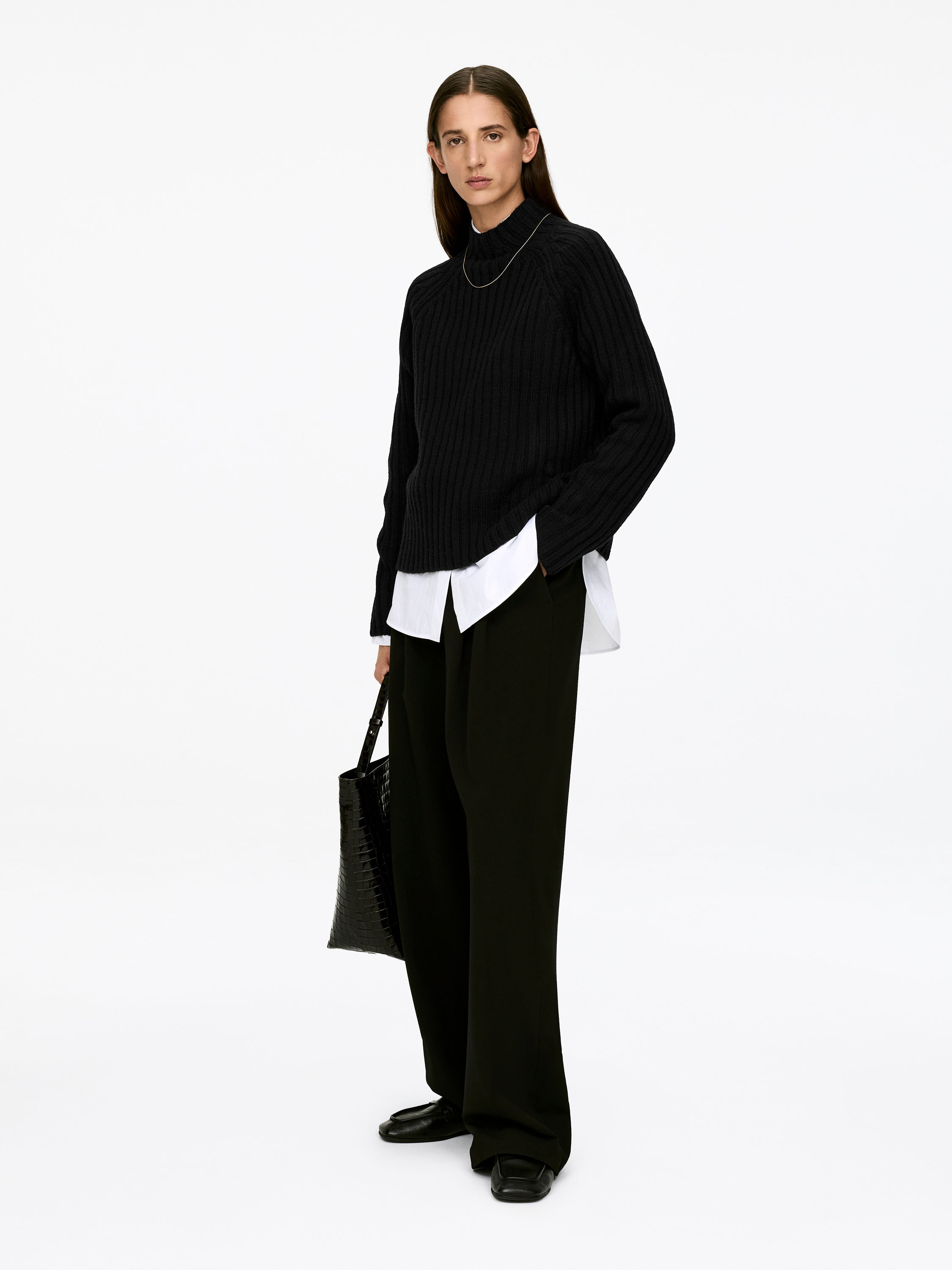Rib-Knitted Jumper - Black - Slim fit - Women - StillMedia/Lookbook - 8