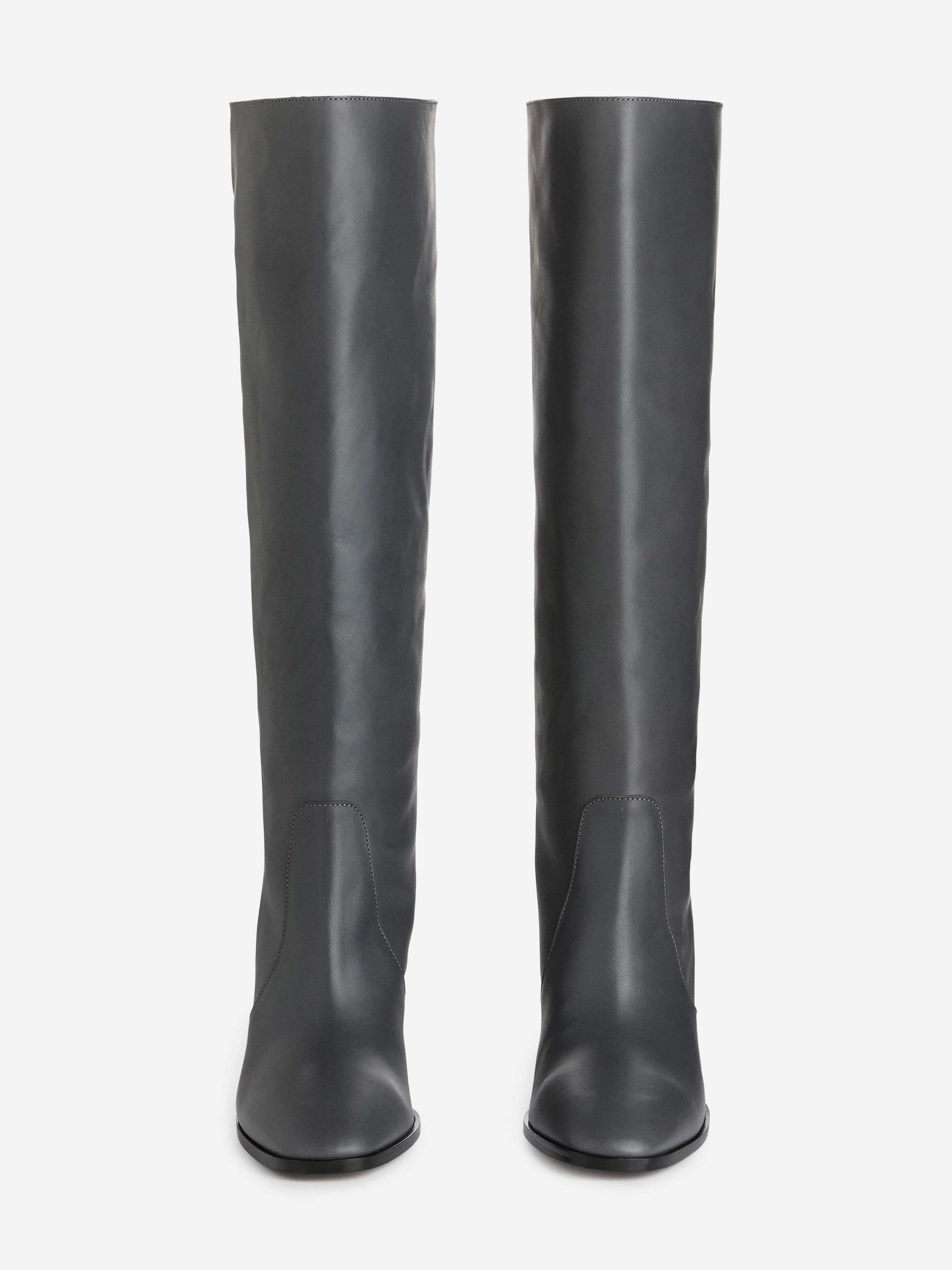 Knee-High Leather Boots - Grey - Women - StillMedia/DescriptiveStillLife - 5