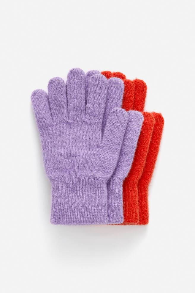 Wool Gloves Pack of 2 - Lilac/Red/Black/Grey/Green/Blue - 1