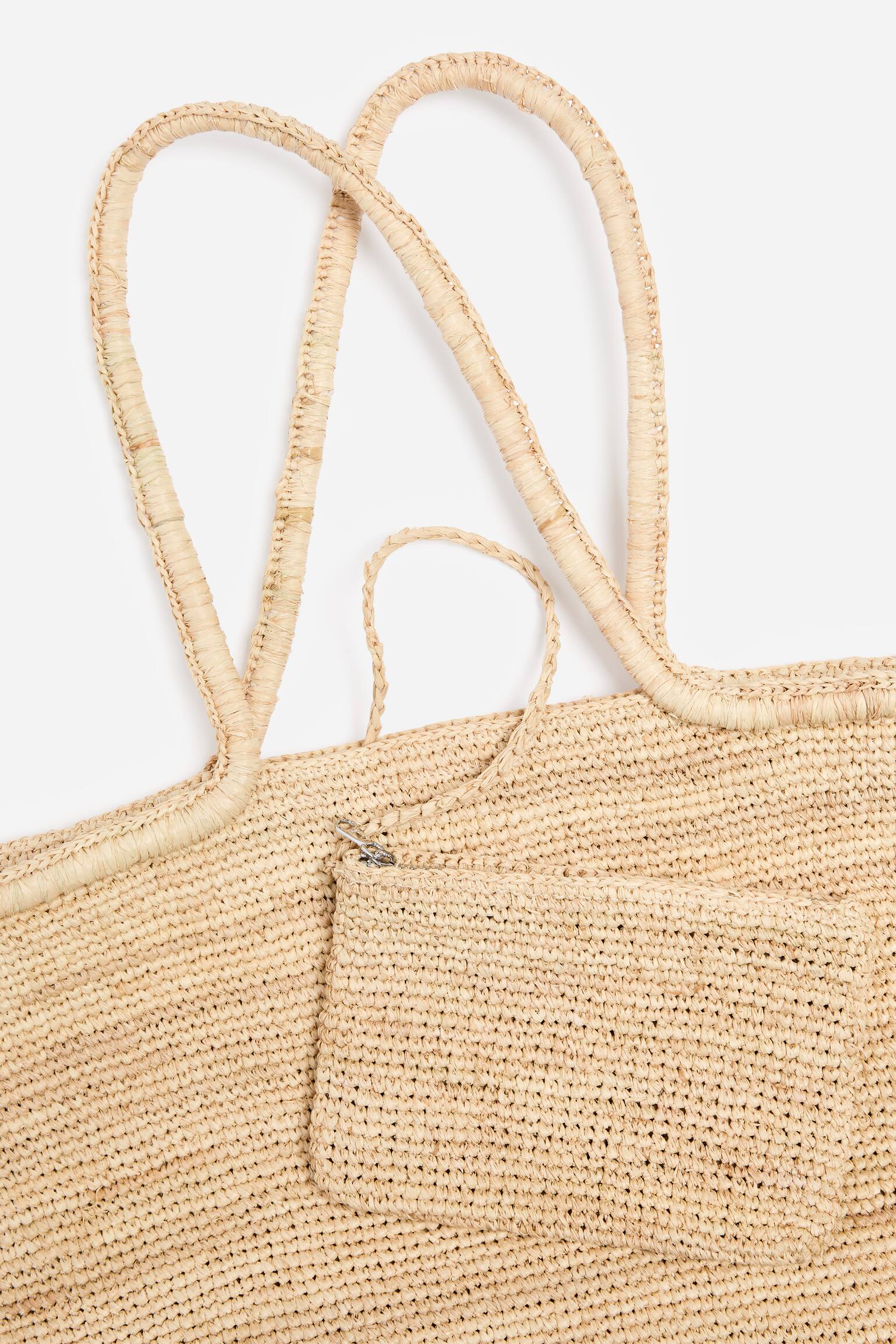 Tragetasche aus Raffiabast-Beige - 5