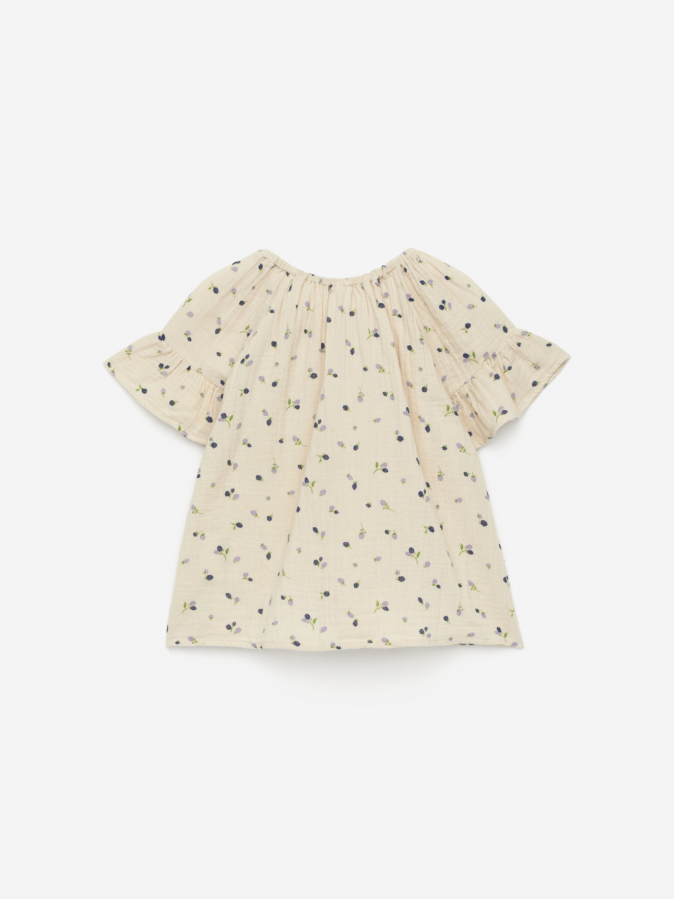 Frill-Sleeve Blouse - Beige/Blackberries - Regular fit - Children - StillMedia/DescriptiveStillLife - 2