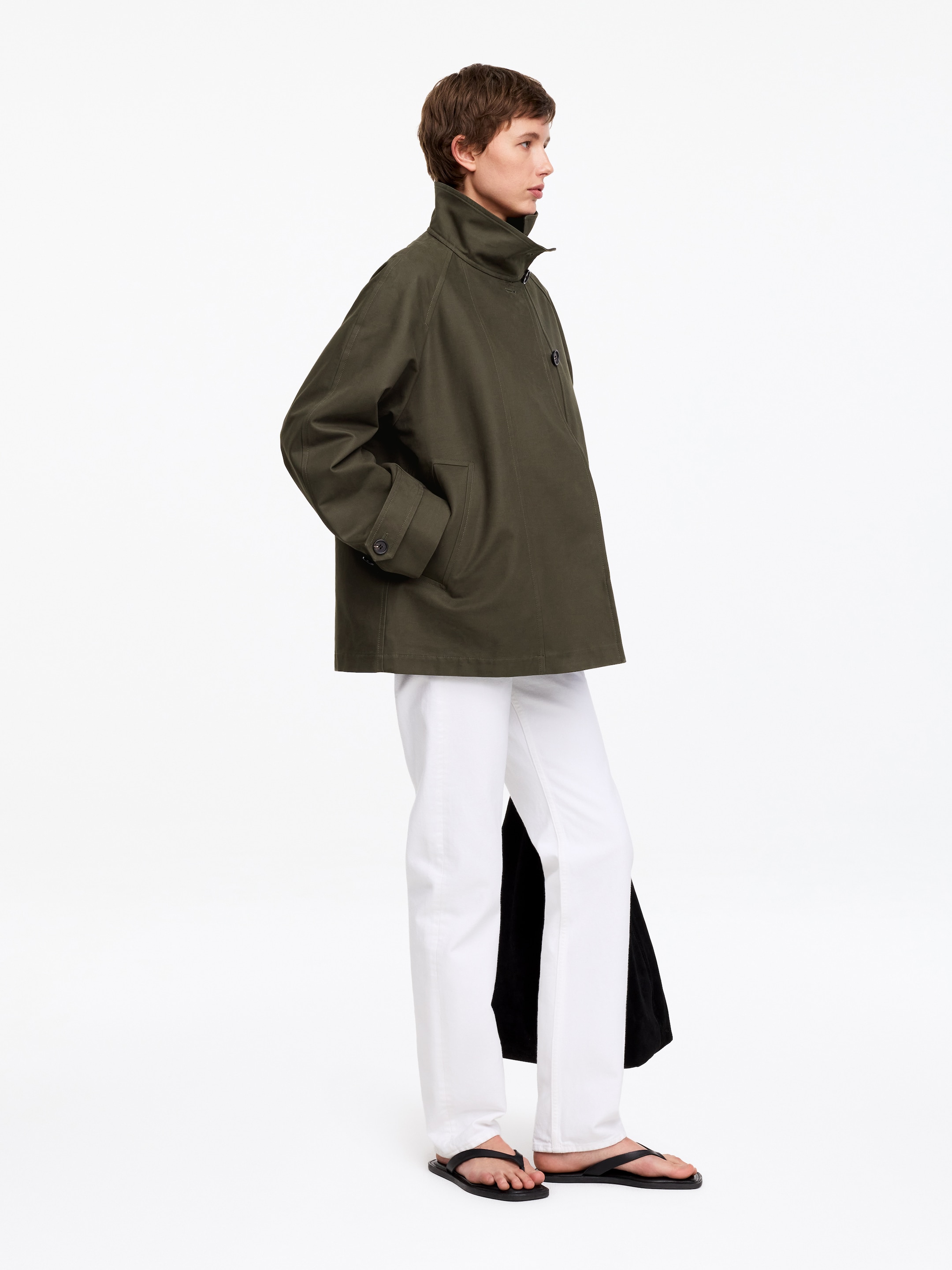Relaxed Cotton Jacket - Khaki Green - Relaxed fit - women - StillMedia/Lookbook - 2