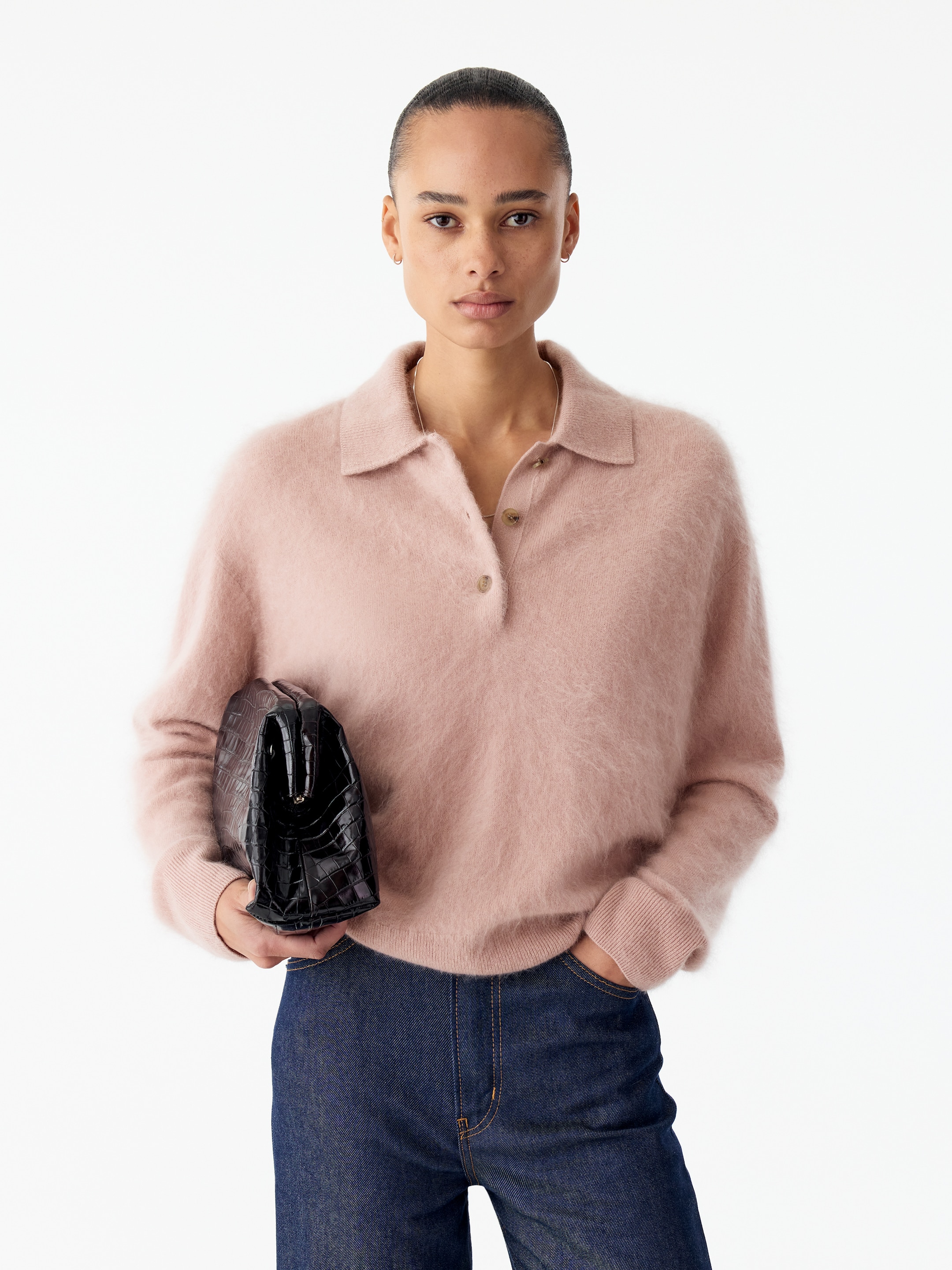 Polo de cachemir cepillado-Pink-20852