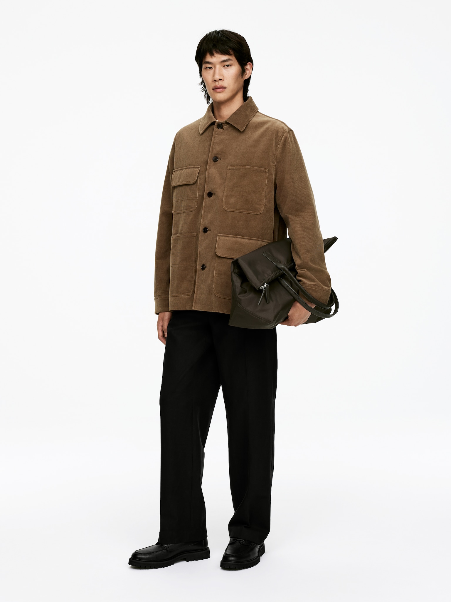 Veste utilitaire en velours côtelé - Beige foncé/Bleu foncé - 6