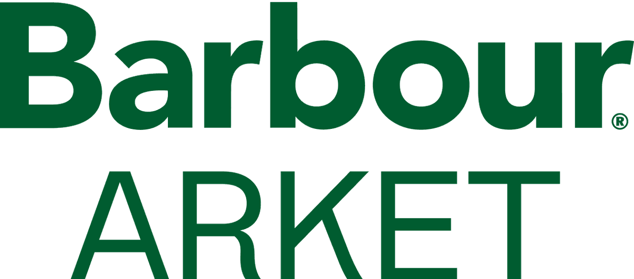 Green text logo featuring the words "Barbour ARKET" on a white background.